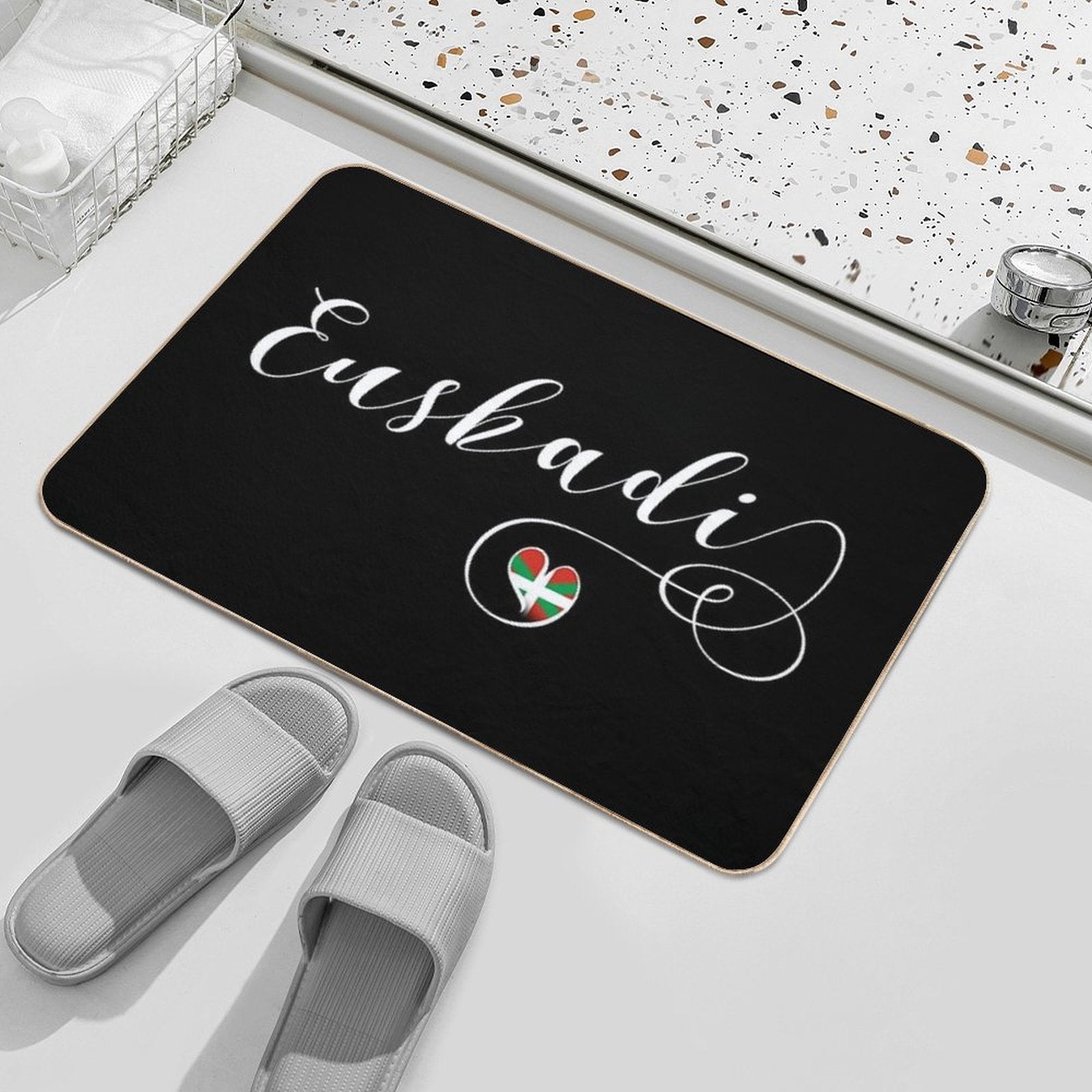 Euskadi, Basque Country, Heart, Flag  Toxin-Free Bath Mat
