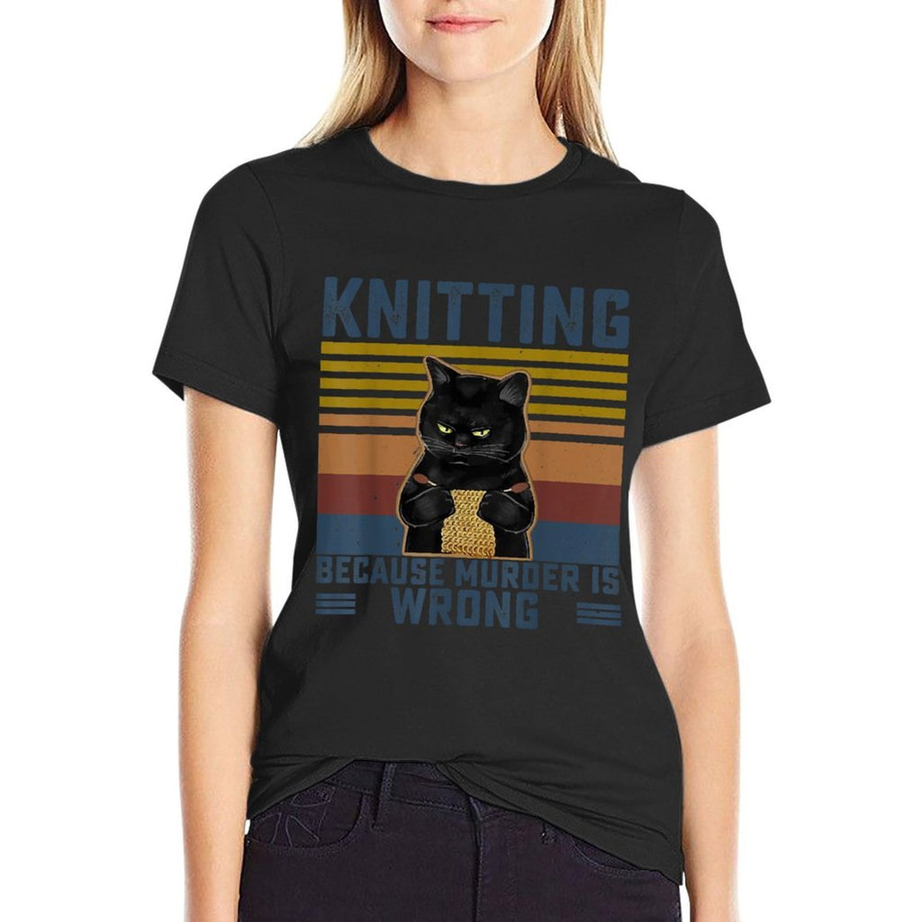 Knitting Because Murder Is Wrong Knitting Lover Knitter  Affordable Price T-Shirt