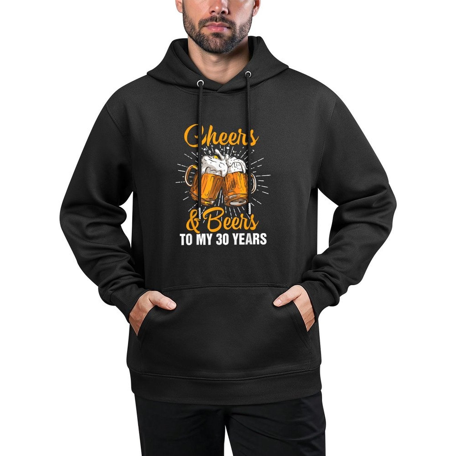 Cheers Beers to My 30 Years Funny Gift 30th Birthday Cotton-Polyester Blend Hoodie