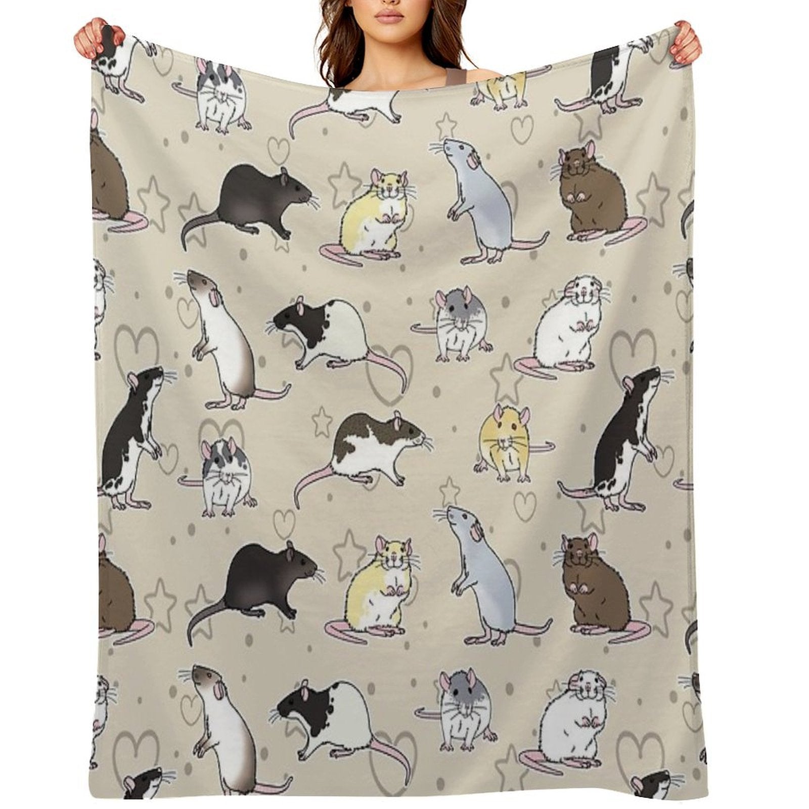 Fancy Rats Pattern Simple But Cute Gift-ready Throw Blanket