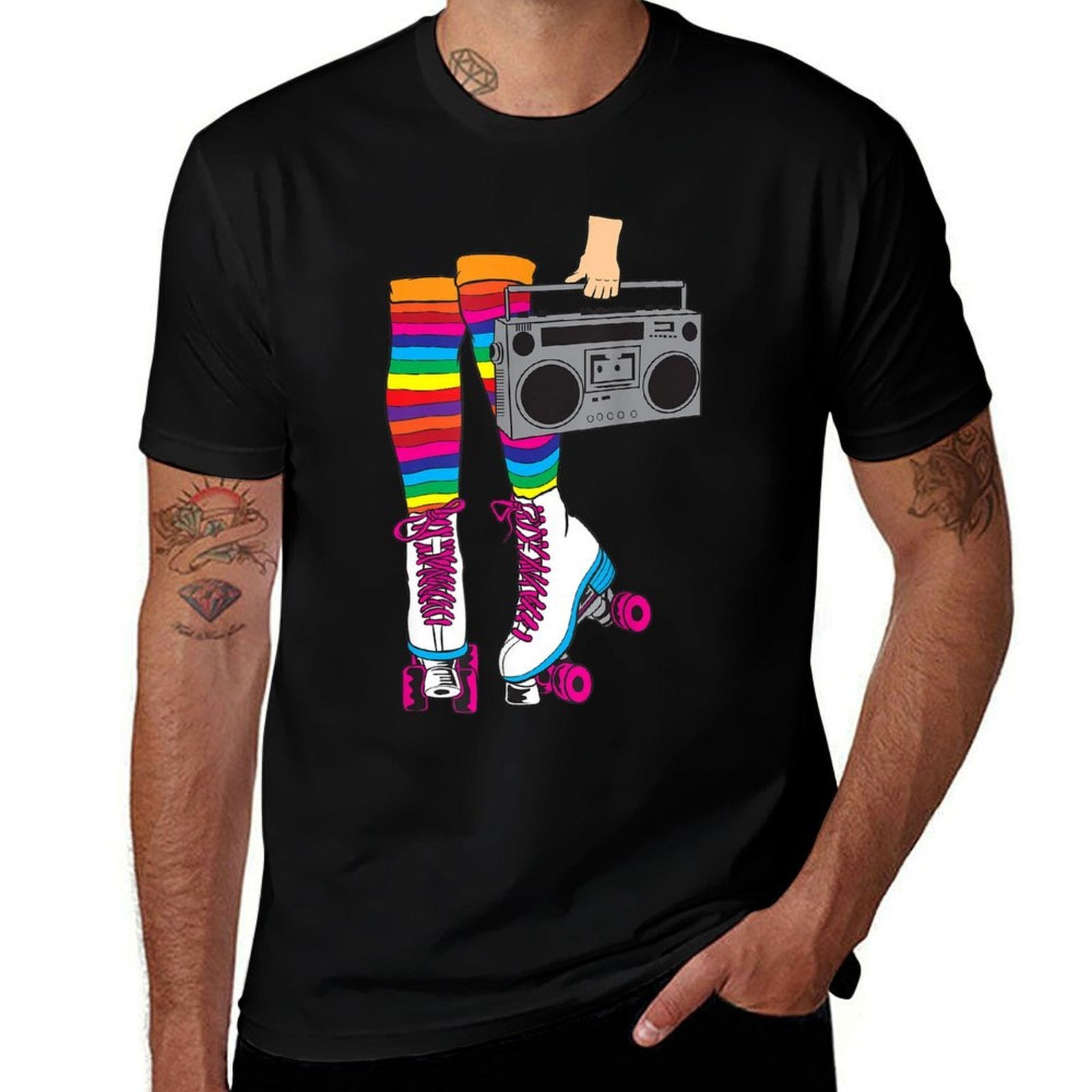 Retro Rollerskates Funny 80s Roller Disco Skating Girl Gift  Wrinkle-resistant T-Shirt