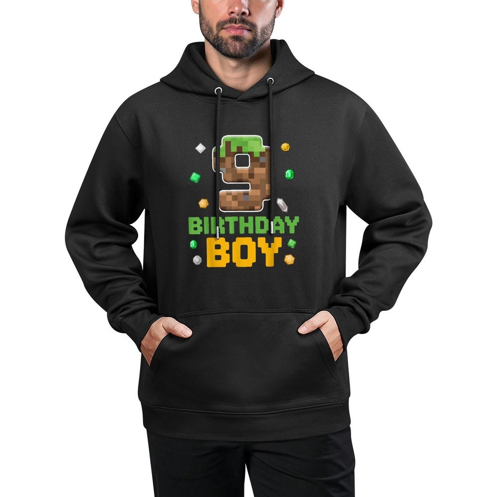9th Birthday 9 Years Old Video Gamer Pixel Birthday Boys Moisture-Wicking Hoodie