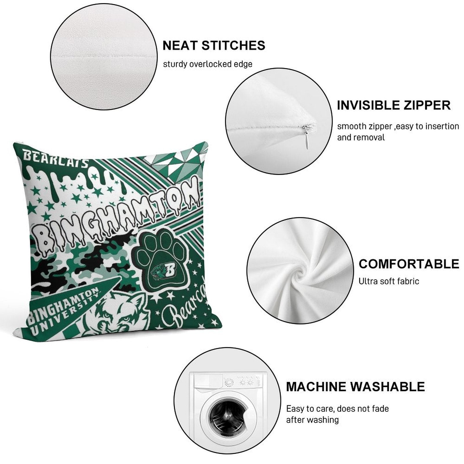 Binghamton University Soft Hidden Zipper Throw Pillow