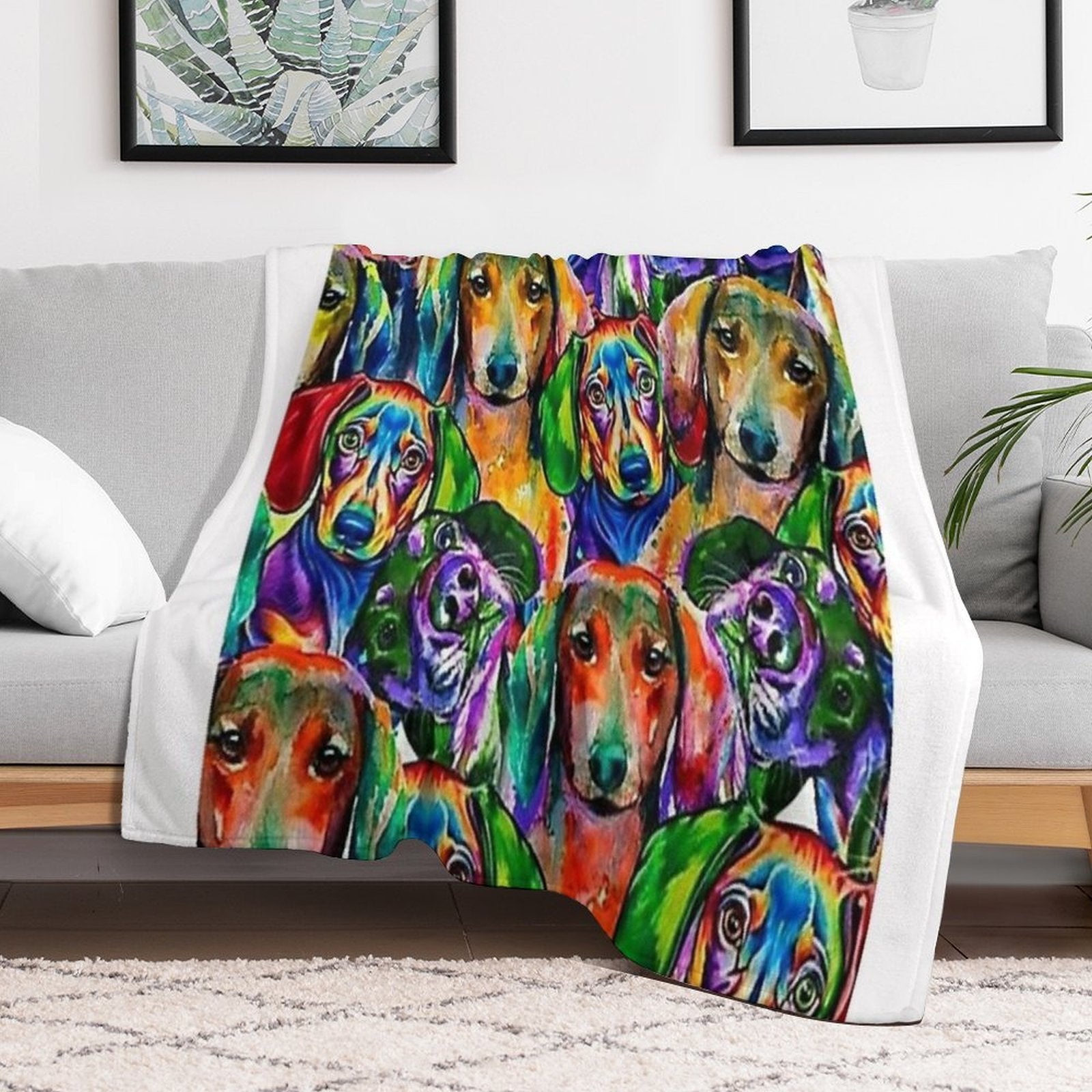 Dachshund Dog Collage Wrinkle-free Throw Blanket