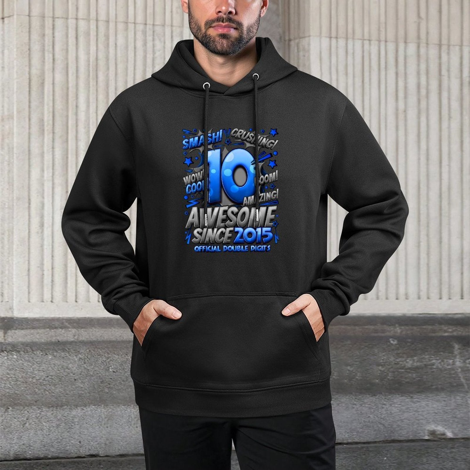 Official Double Digits 10 Year Old Gifts 10th Birthday Boy Shape Retention Hoodie