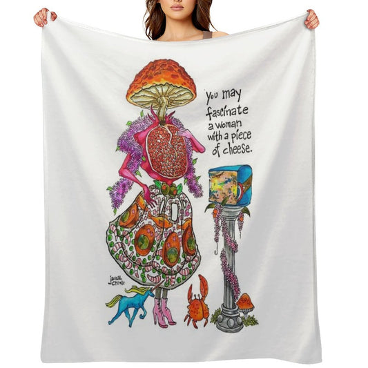 You May Fascinate A Woman by Giving Her A Piece of Cheese 1 Plush Throw Blanket