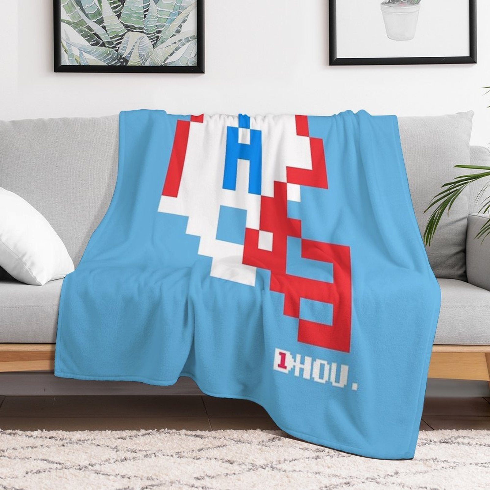 HOU Helmet - Tecmo Bowl Shirt Eco-conscious Throw Blanket