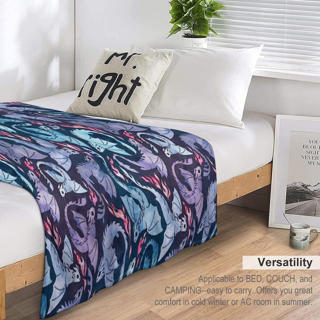 Dragon Fire Dark Turquoise And Purple Easy Care Throw Blanket