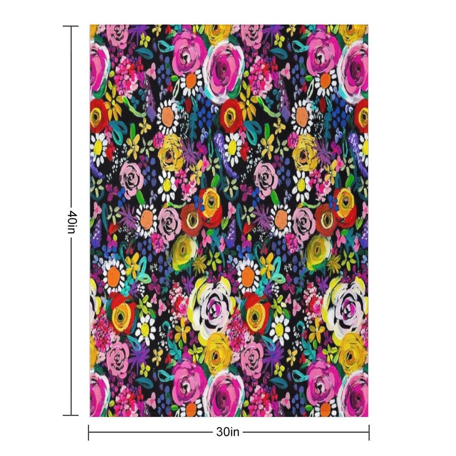 Les Fleurs Vibrant Floral Painting Print Lightweight Throw Blanket