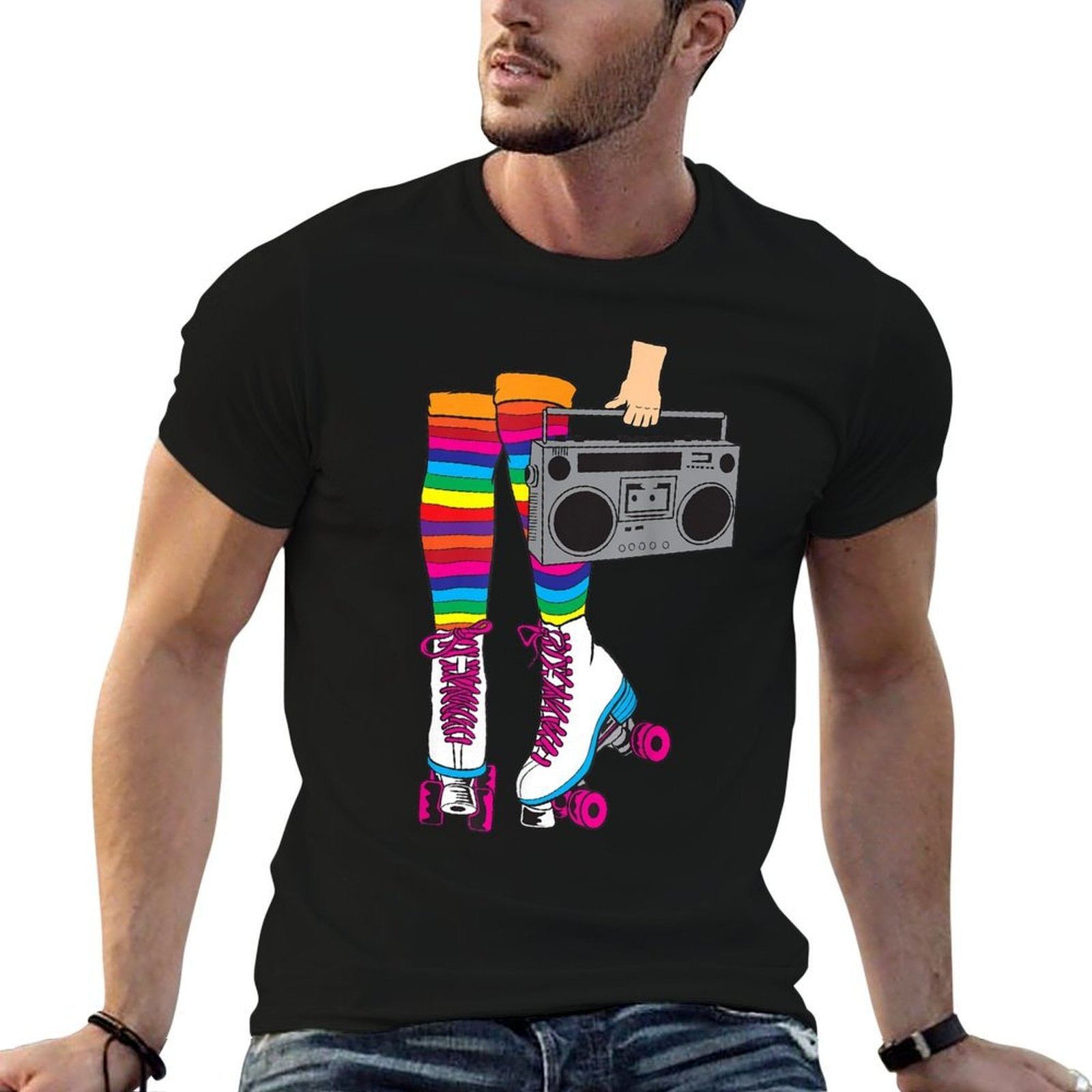 Retro Rollerskates Funny 80s Roller Disco Skating Girl Gift  Wrinkle-resistant T-Shirt