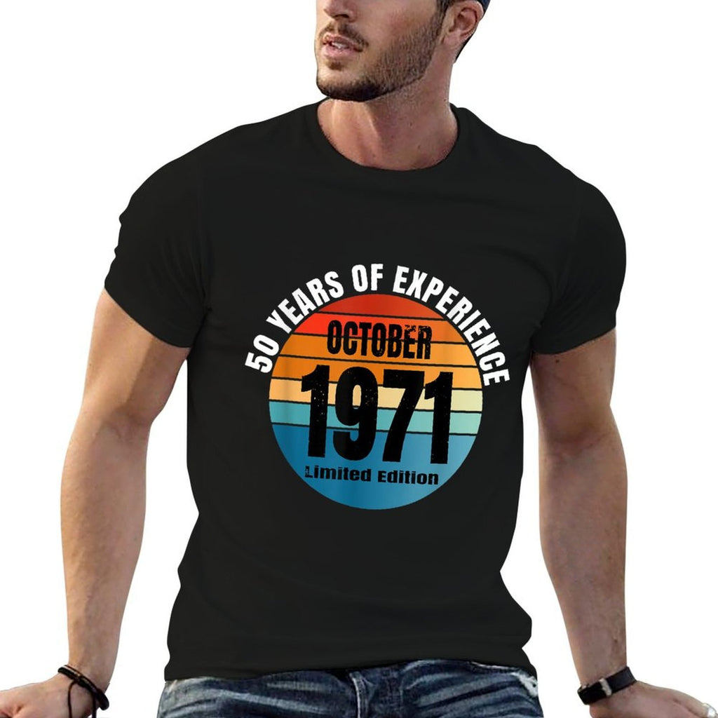 Mens October 1971 Men's 50th Birthday  Stretchy T-Shirt