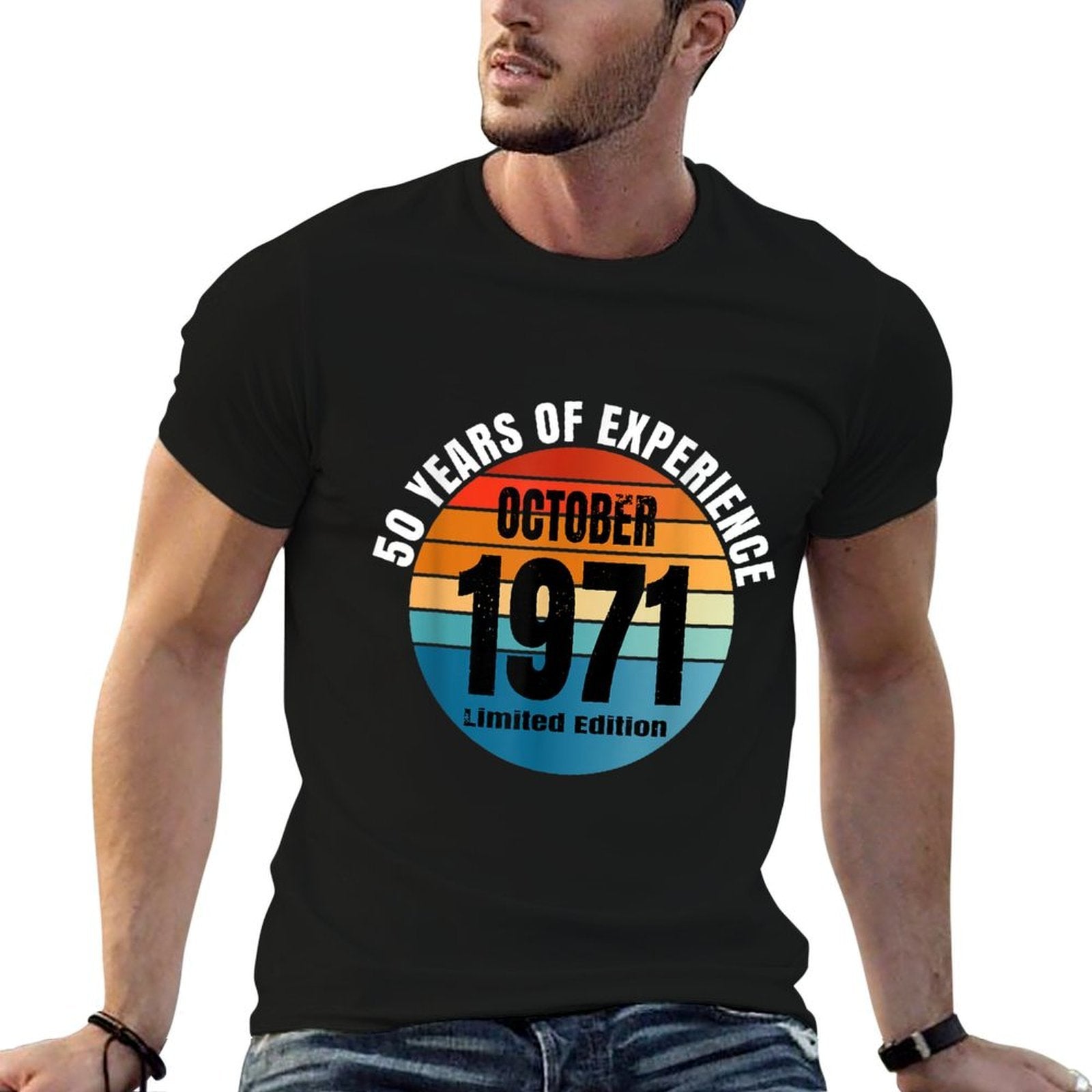 Mens October 1971 Men's 50th Birthday  Stretchy T-Shirt