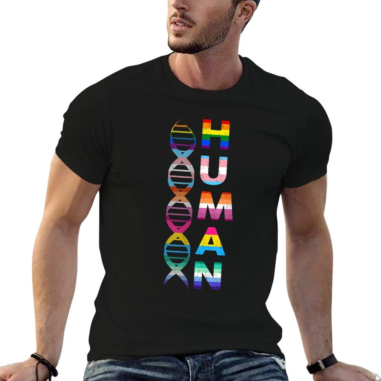 HUMAN LGBT Gay Pride LGBTQ Transgender Rainbow Lesbian  Quick-drying T-Shirt