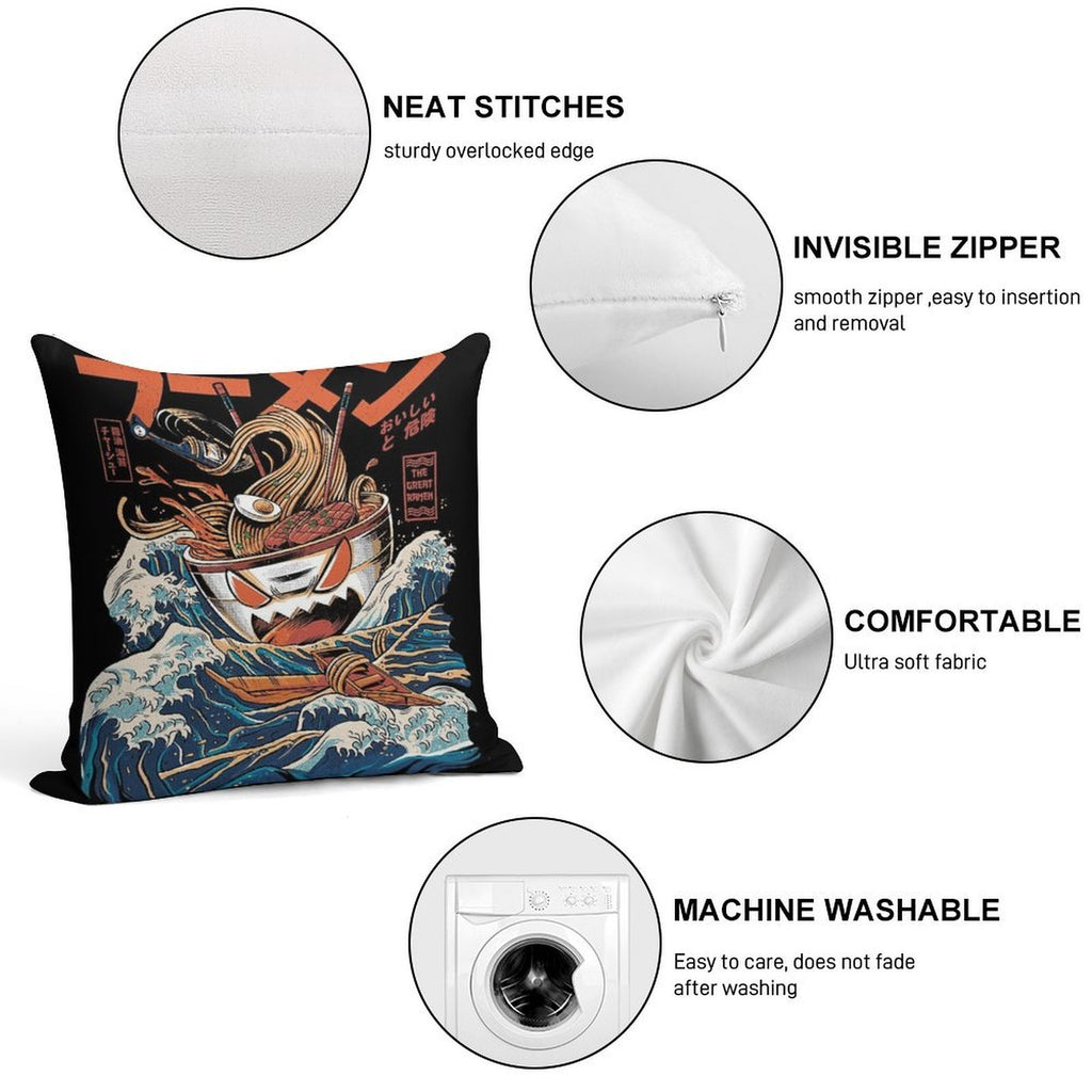 The Black Great Ramen Soft Reinforced Edging Throw Pillow