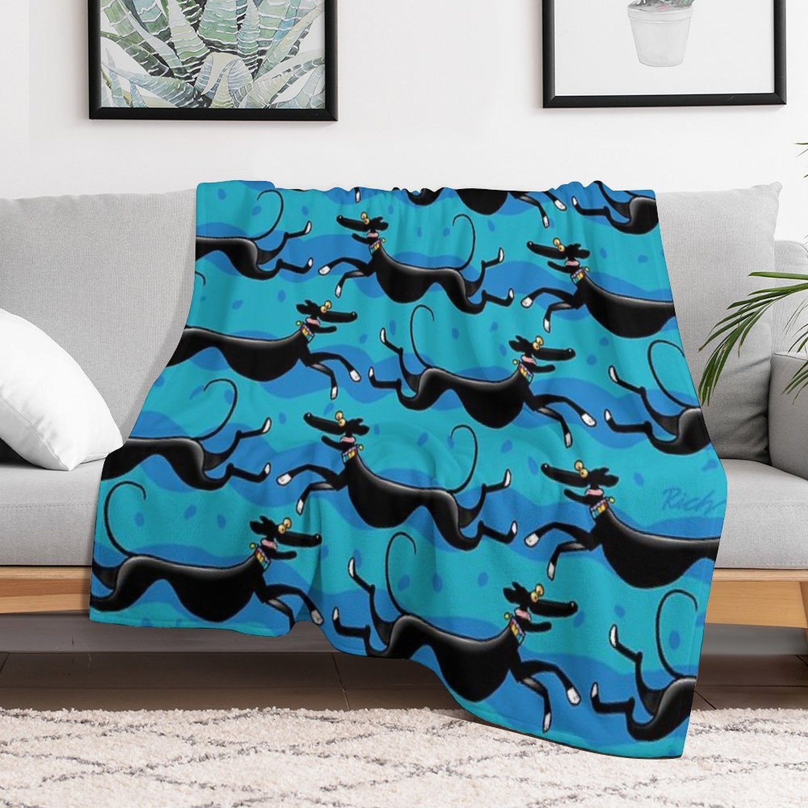 Blue Zoomies Pattern Durable Throw Blanket