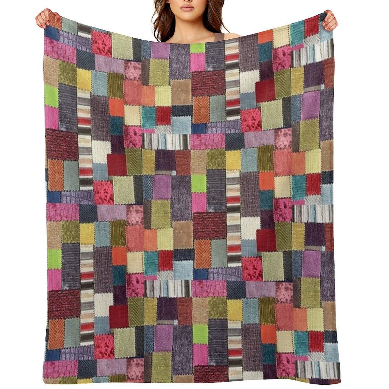 Another Patchwork Textured Fabric Design Lightweight Throw Blanket