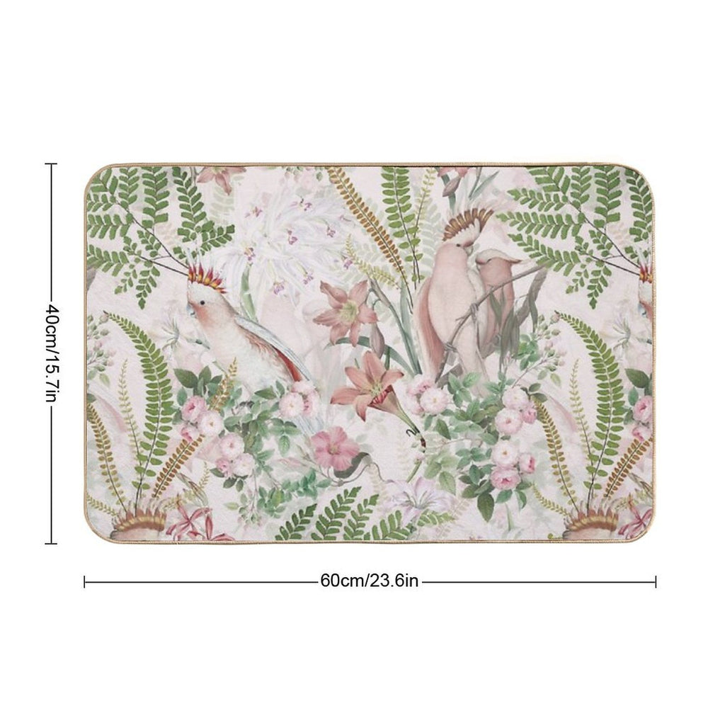 Vintage Cockatoo Jungle Botanical Garden 1 Nightgarden  Easy Maintenance Bath Mat