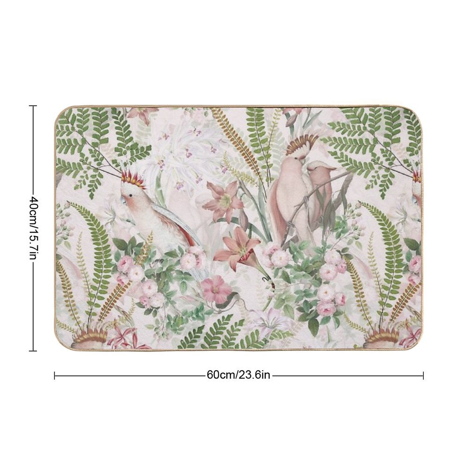 Vintage Cockatoo Jungle Botanical Garden 1 Nightgarden  Easy Maintenance Bath Mat