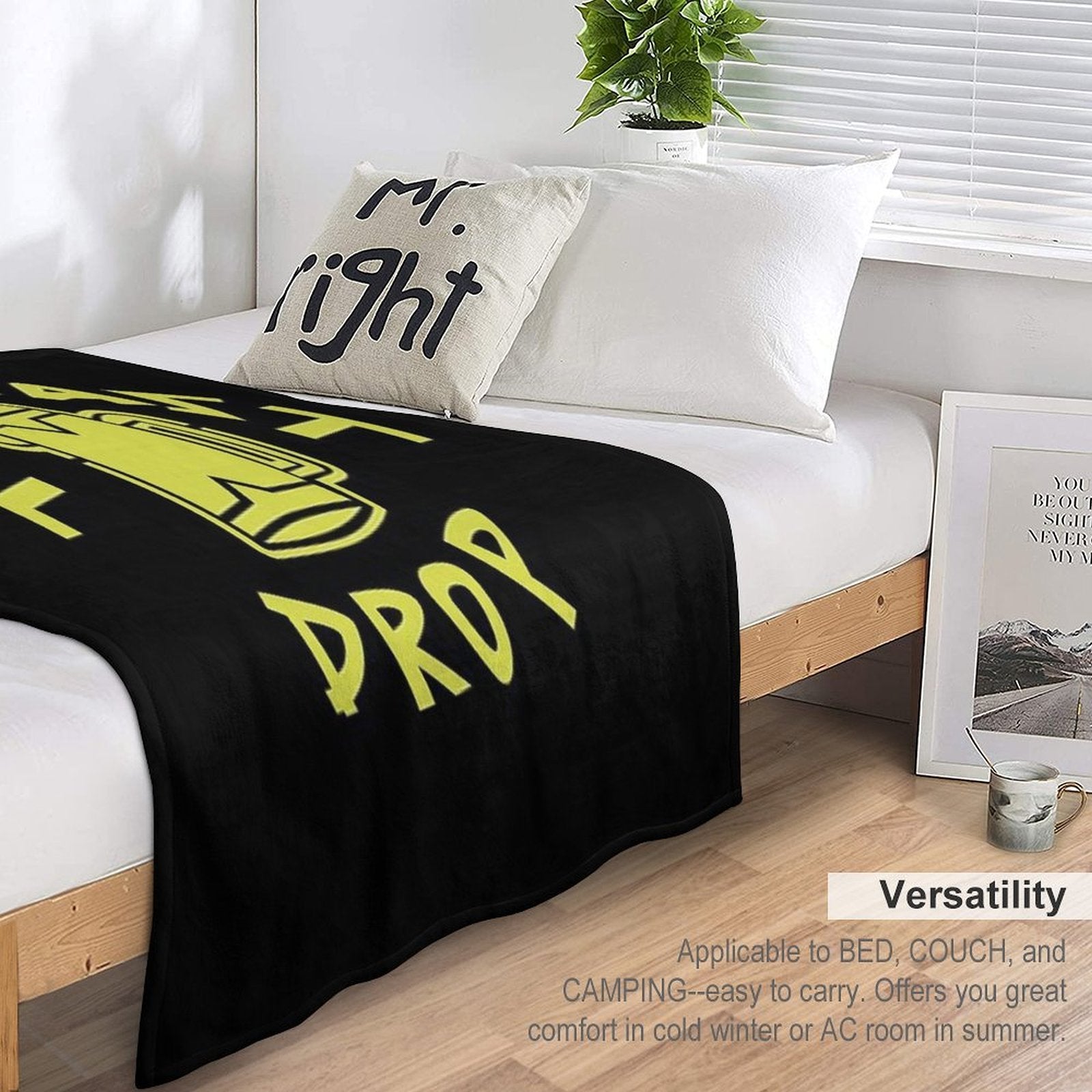 The Last Drop (Thematic Neon Green- Black BG) Travel-friendly Throw Blanket