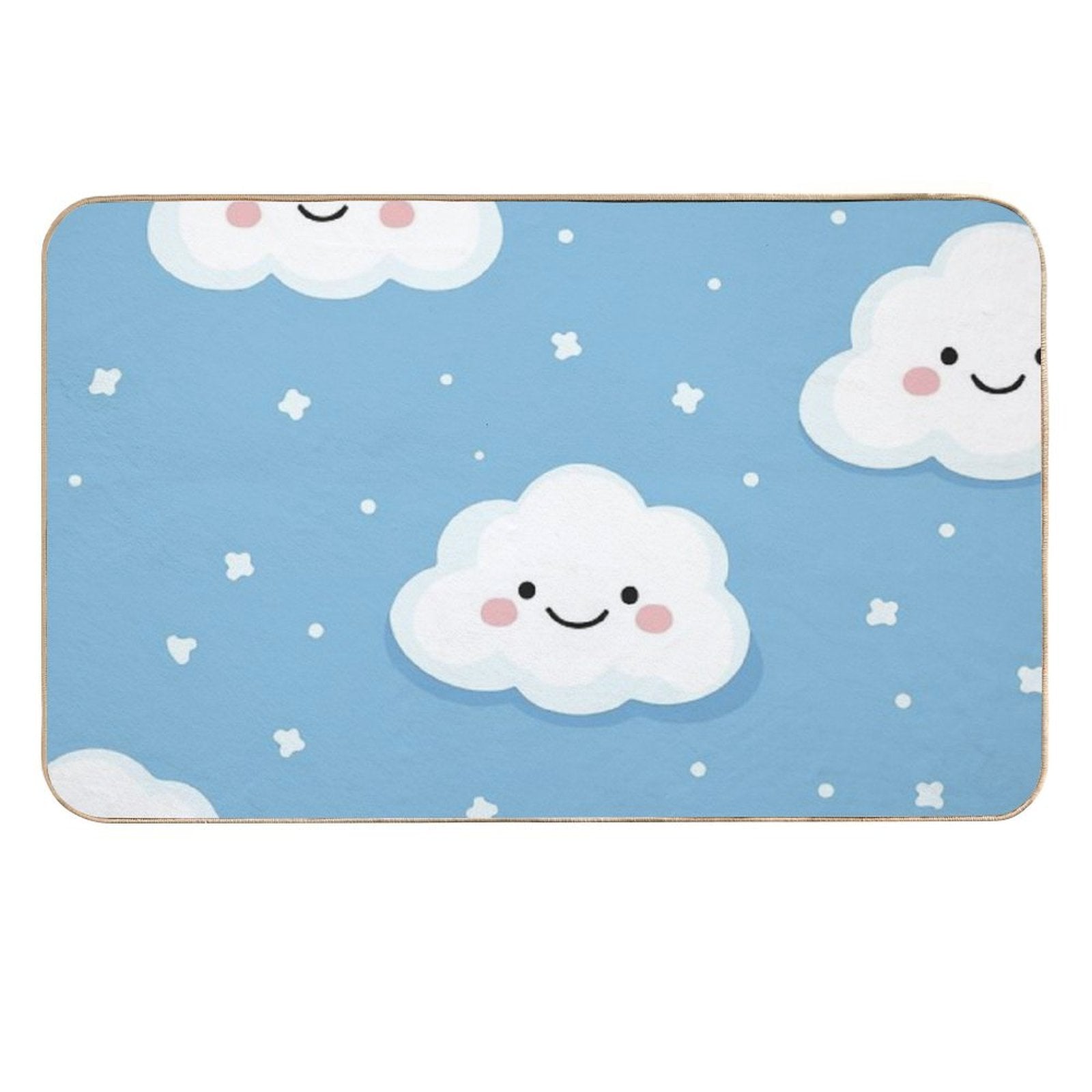 Cute Smiling Clouds  Fade-Resistant Bath Mat