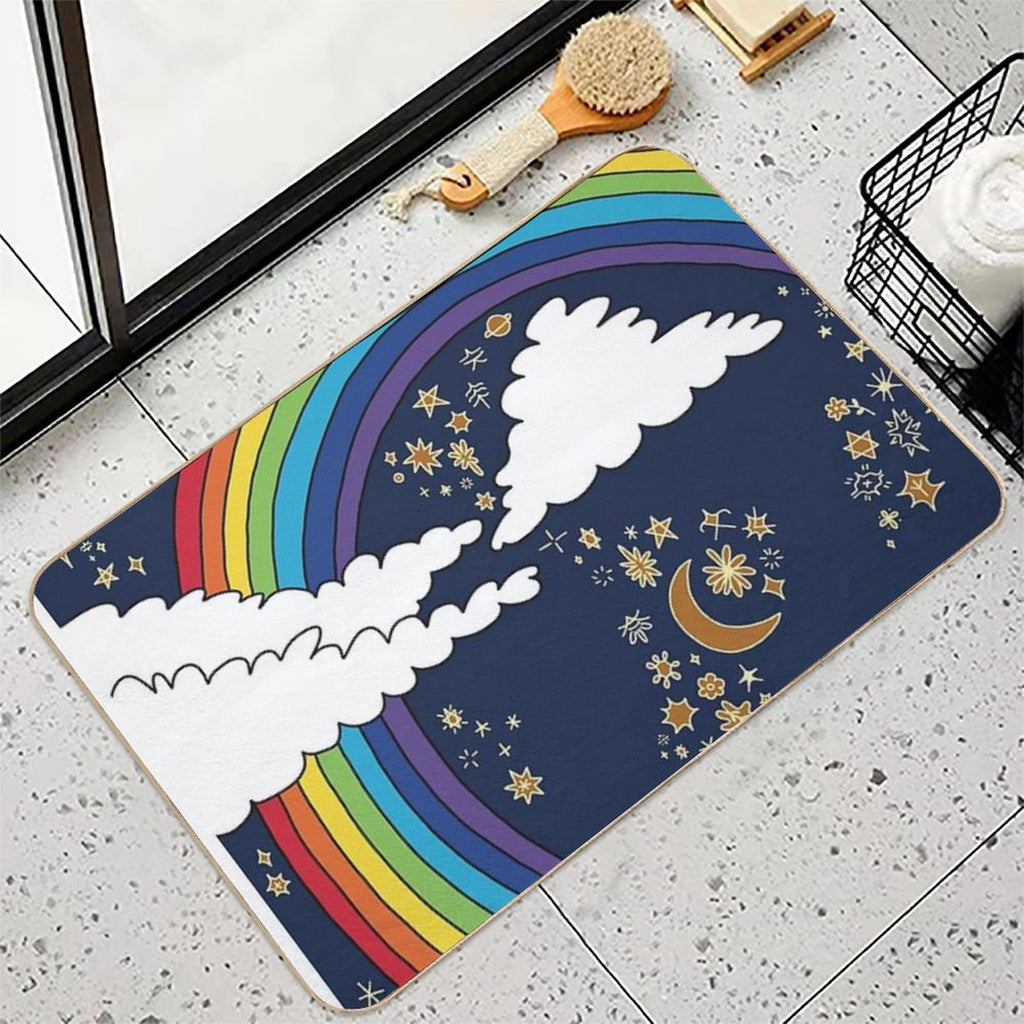 Rainbow Blue Background  Dirt-Trapping Bath Mat