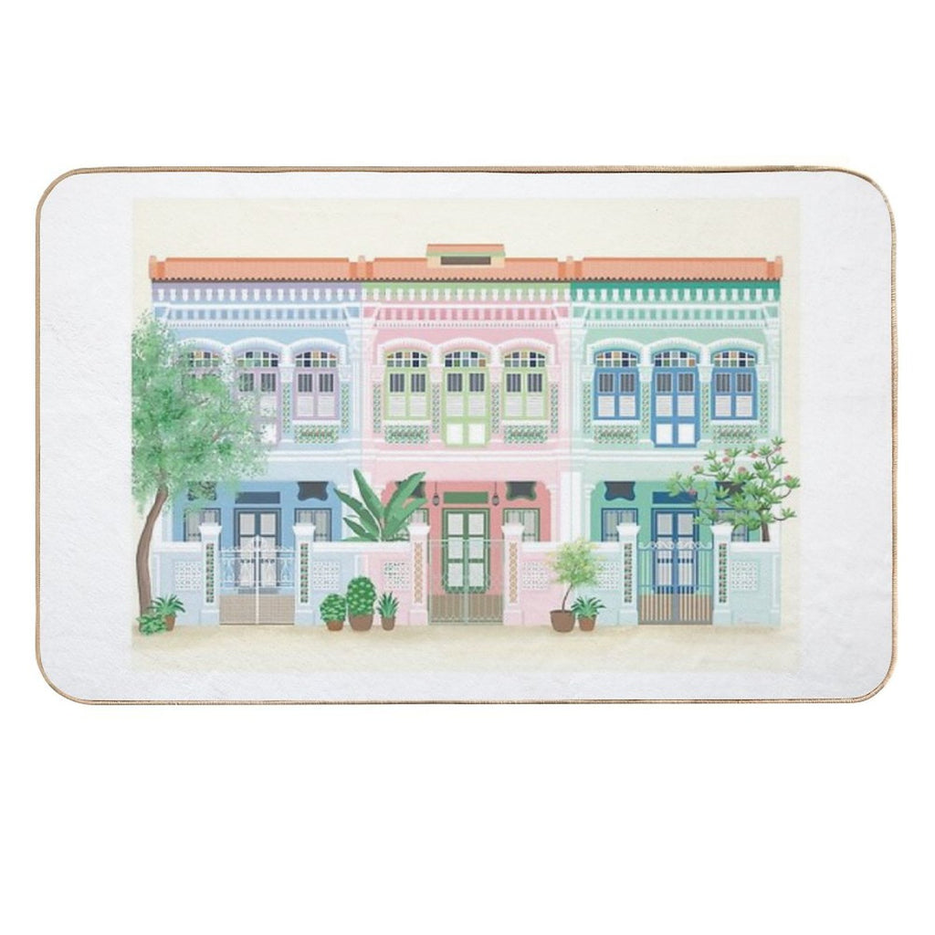 Peranakan Shophouses in Singapore  Multi-Purpose Bath Mat
