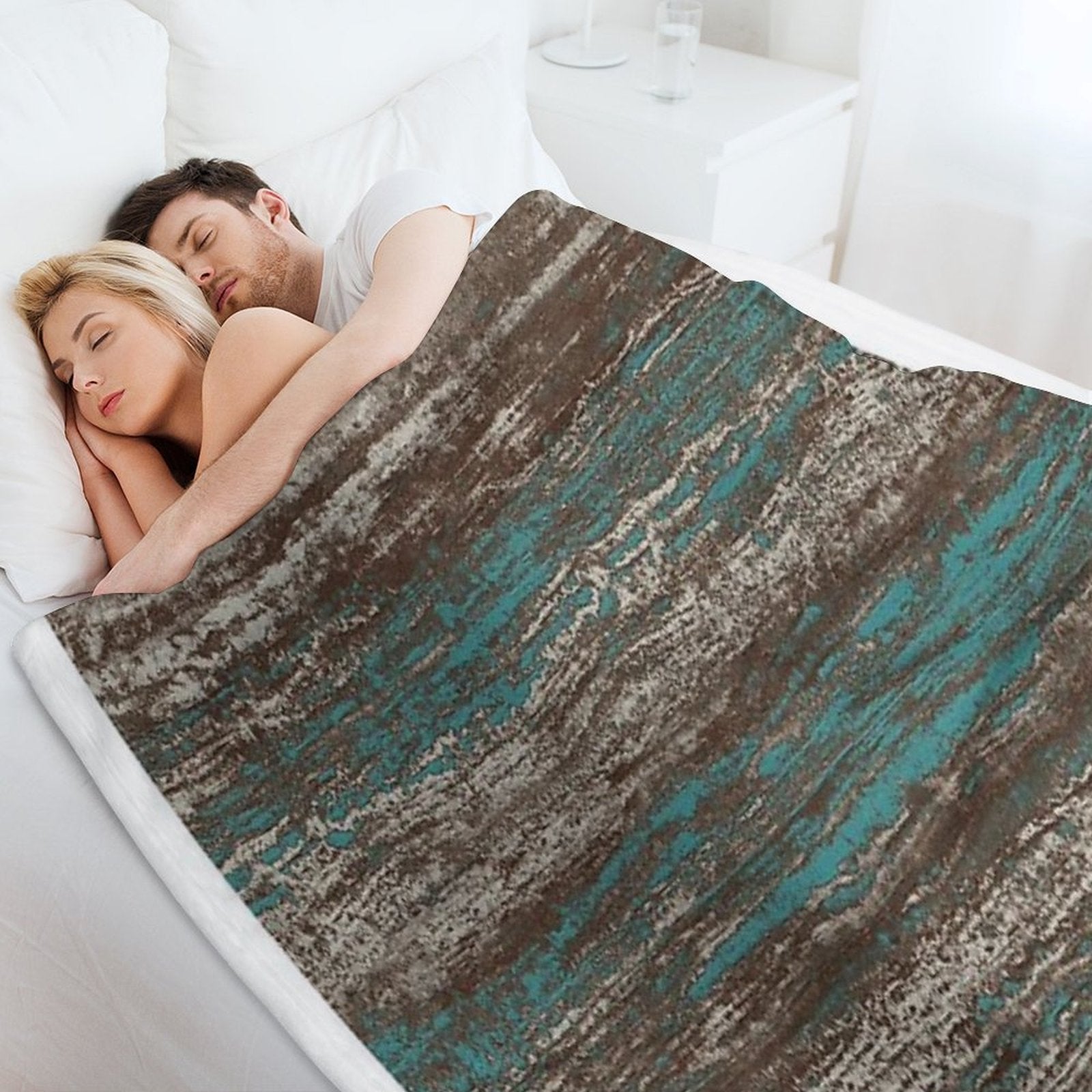 Teal Blue Dark Chocolate Grey Brown Melange Quick-dry Throw Blanket