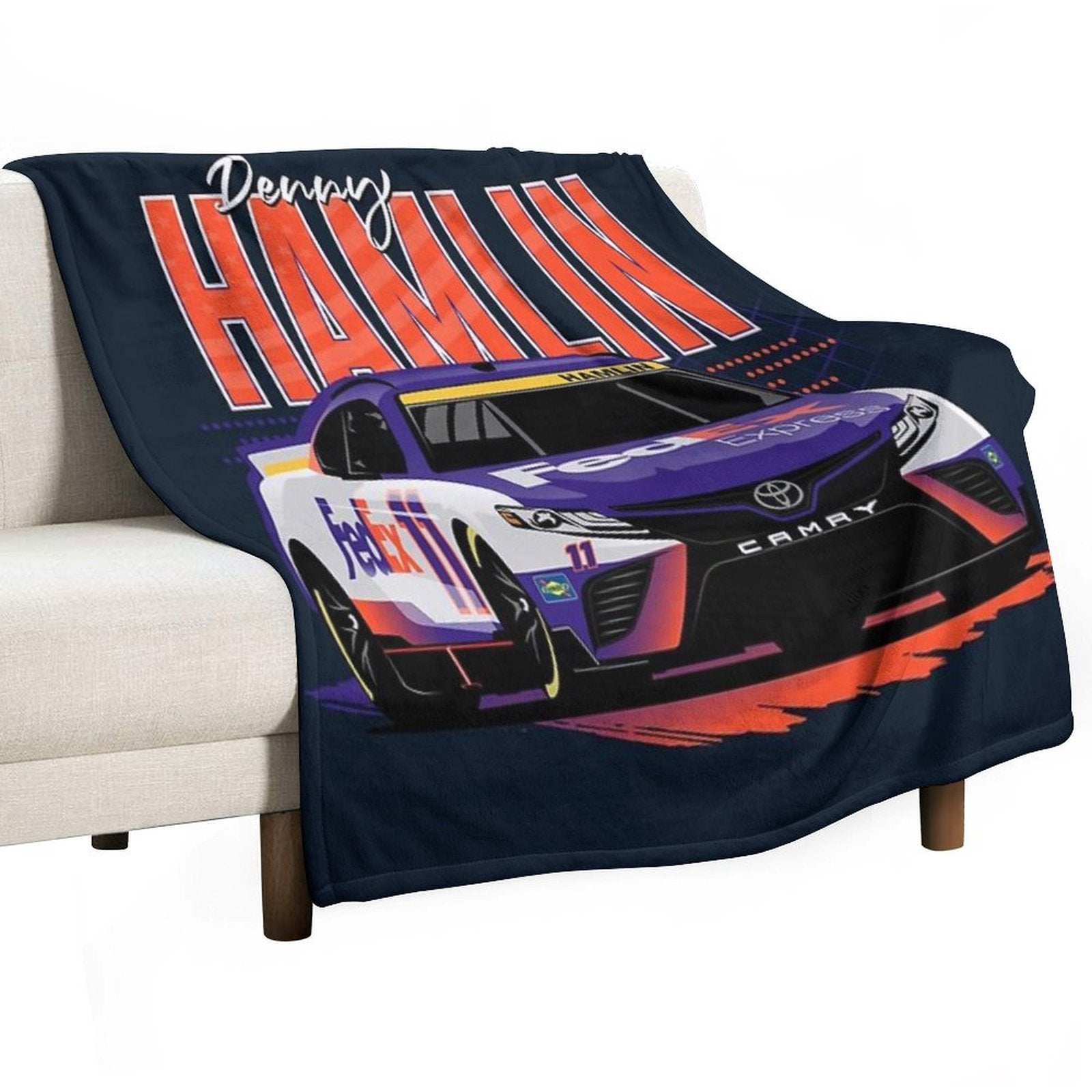 Denny Hamlin 2022 Nascar Playoffs Travel-friendly Throw Blanket