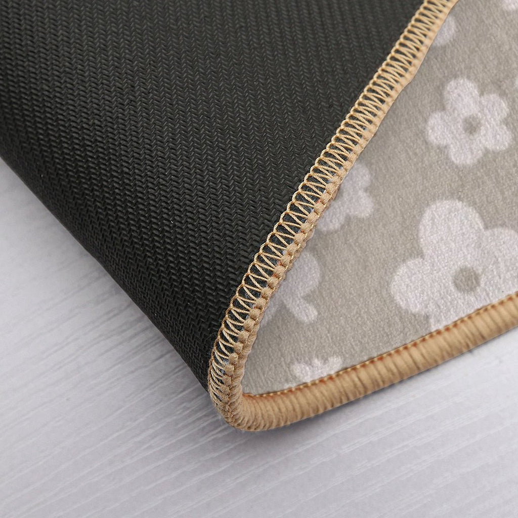 Mid Century Modern Flowers & Leaves, Cute Retro Pattern, Light Taupe  Multi-Purpose Bath Mat