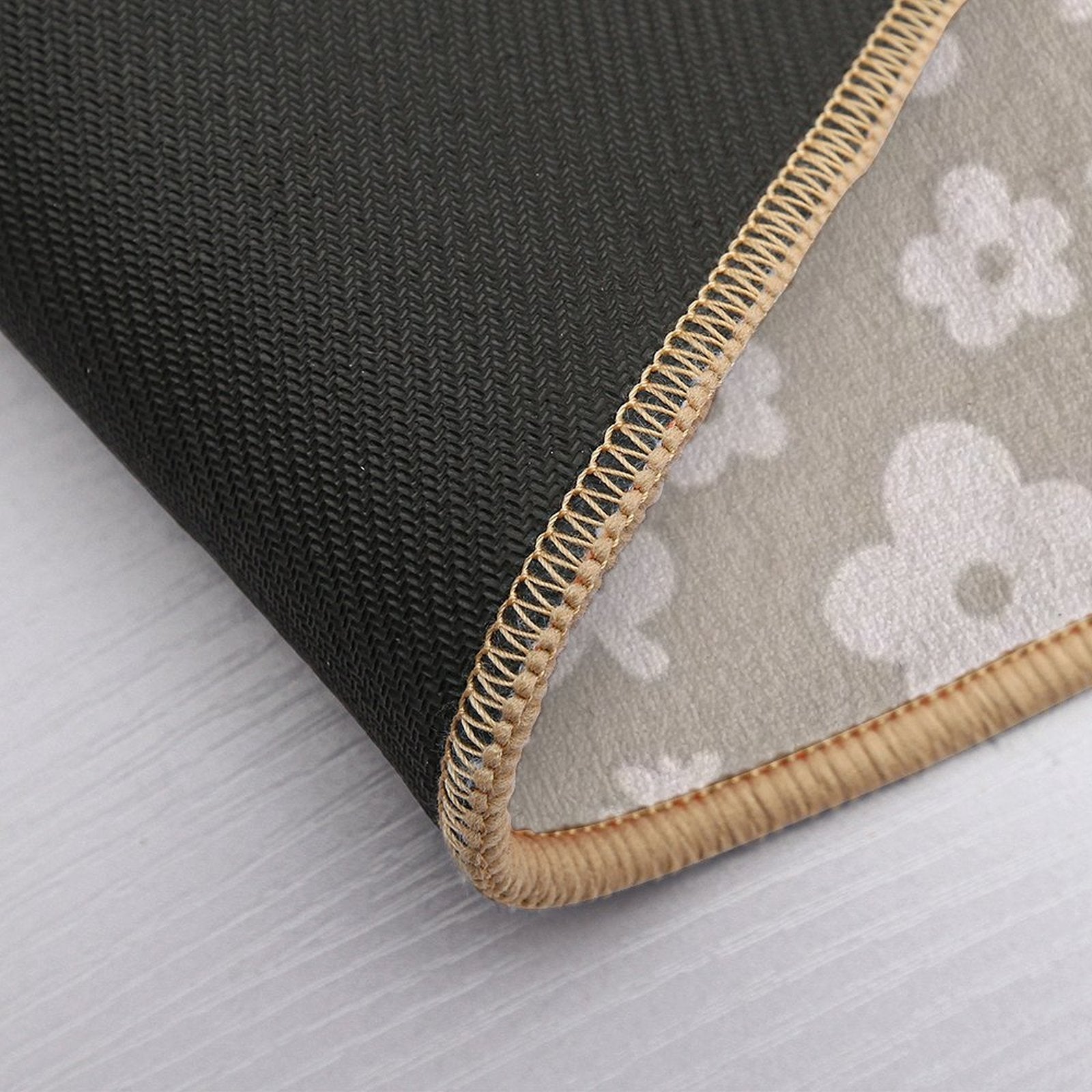 Mid Century Modern Flowers & Leaves, Cute Retro Pattern, Light Taupe  Multi-Purpose Bath Mat