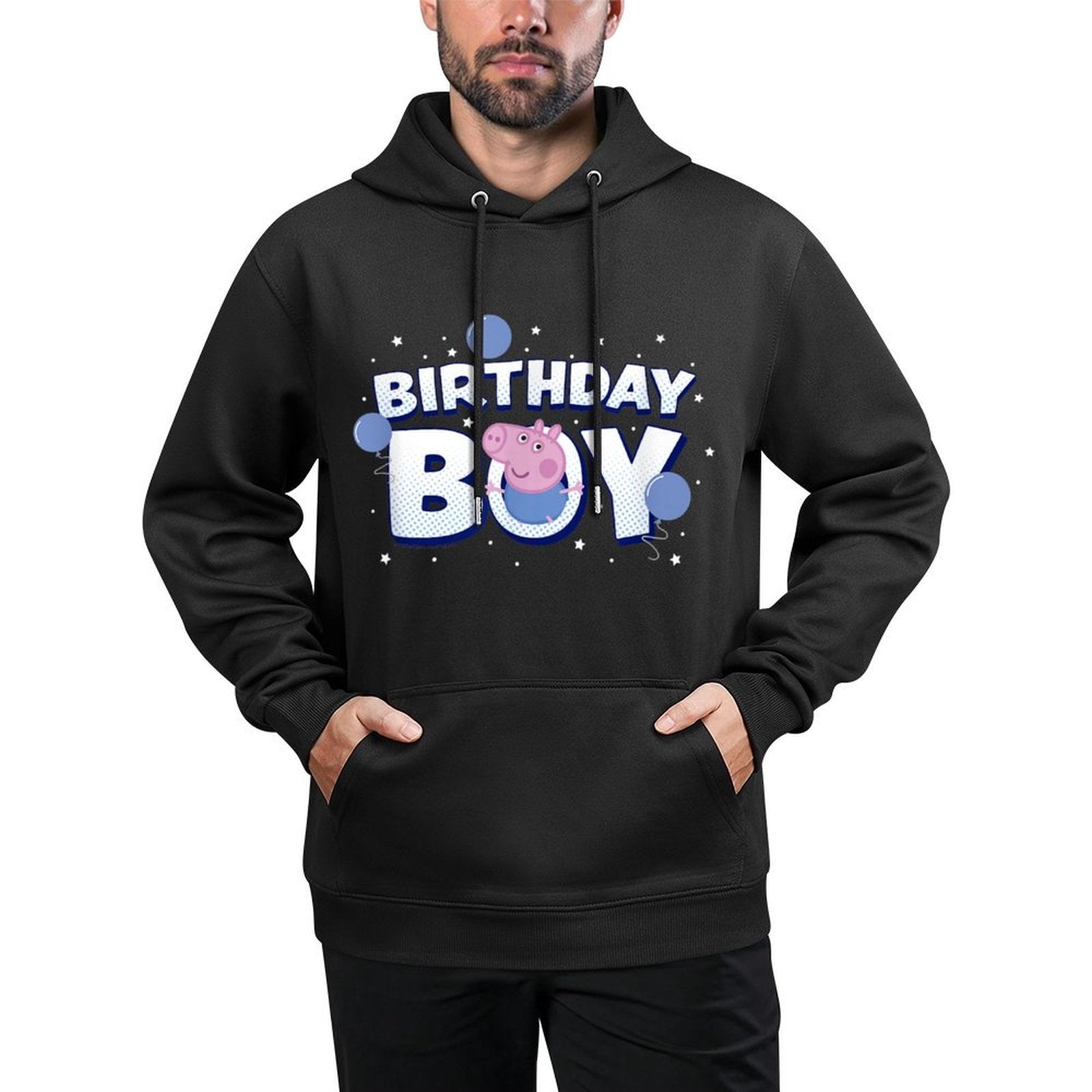 Peppa Pig George Birthday Boy Holiday Balloon Logo Layering Staple Hoodie
