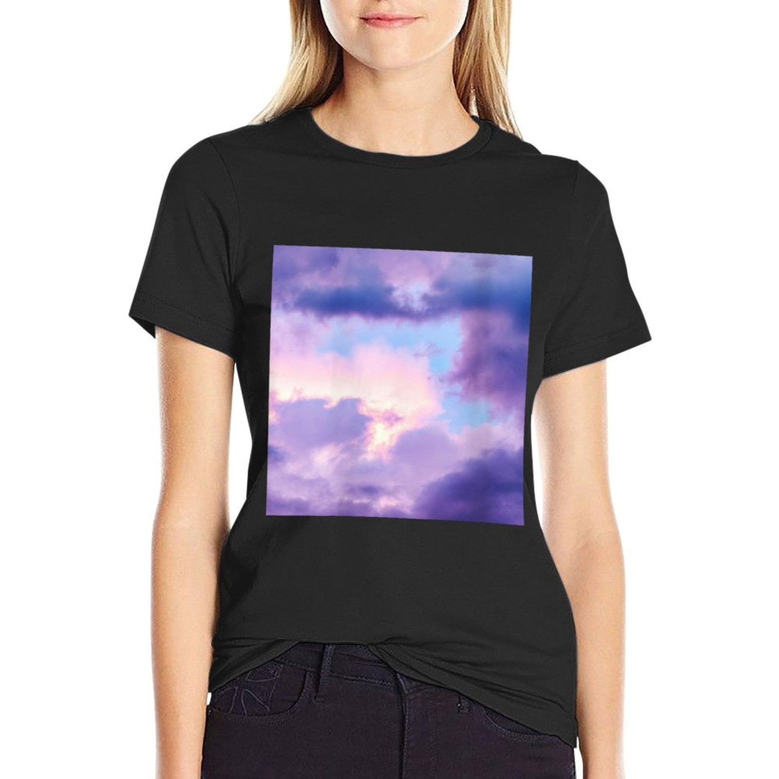 Womens Twilight Sky Purple Sunset Clouds  Easy-care T-Shirt