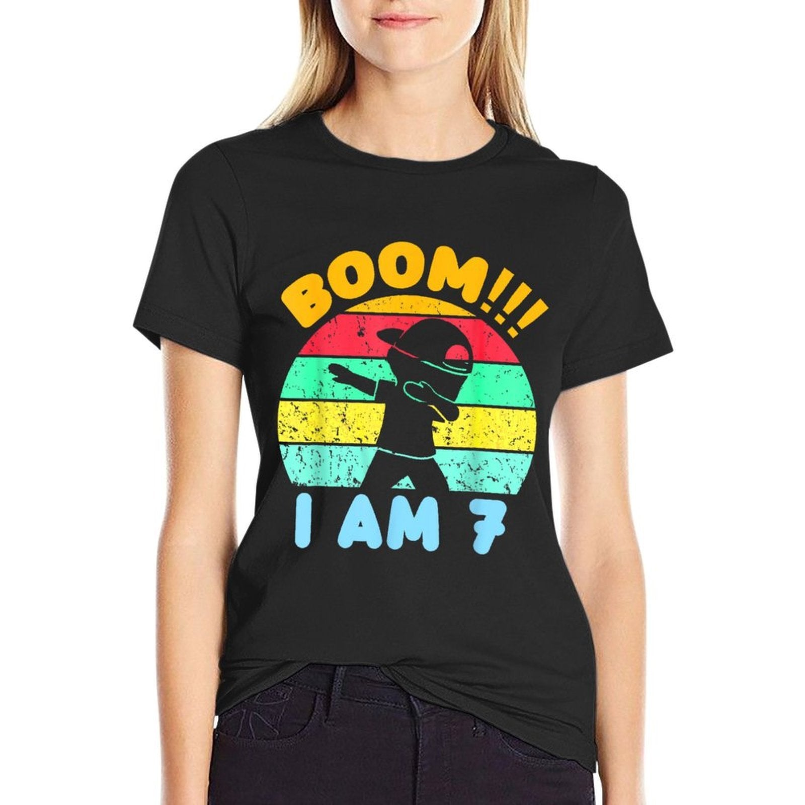 Boom I'm 7 Years Old 7th Birthday Party Dabbing For Kids Boy  Vintage-inspired T-Shirt