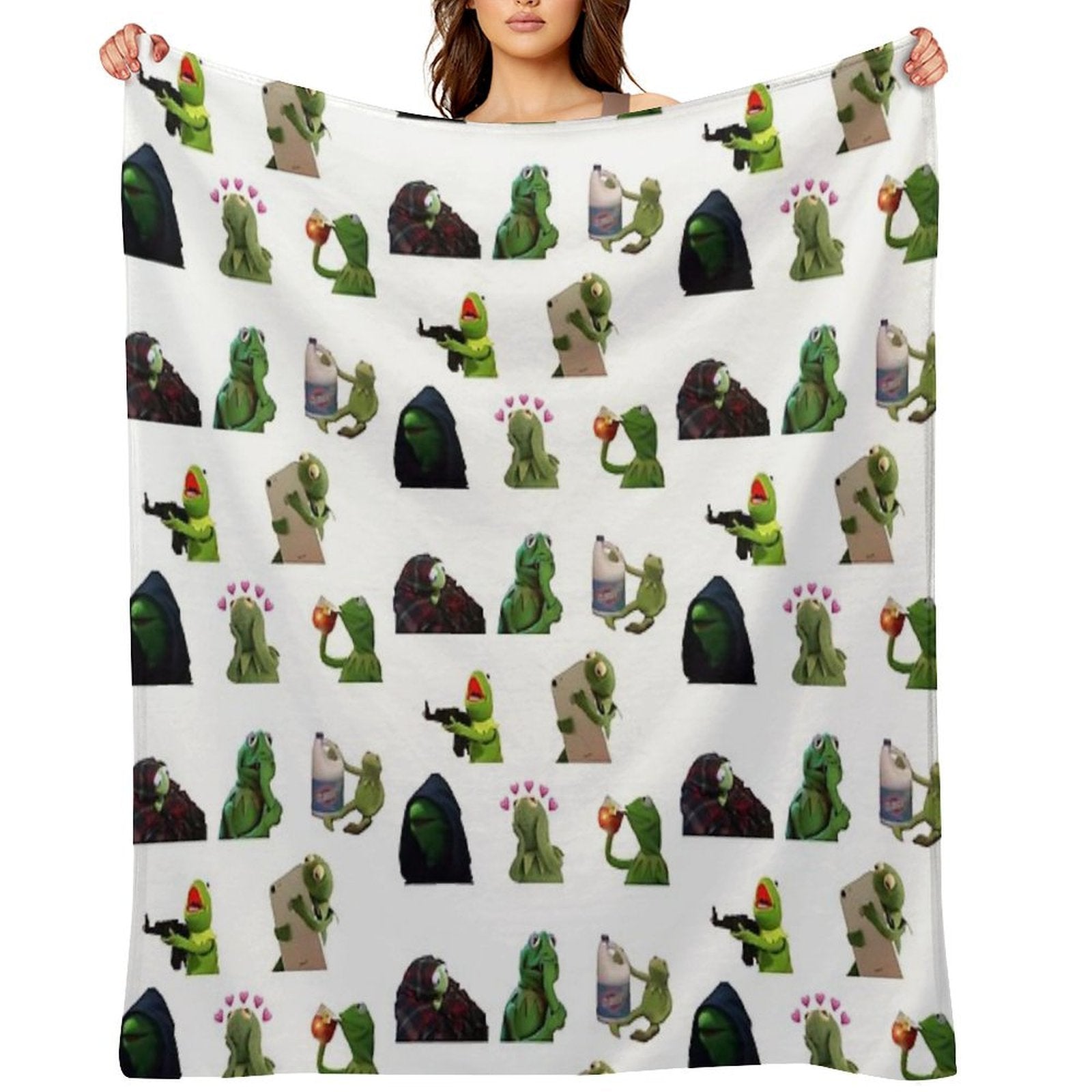 Kermit Meme Sticker Pack Shrink-resistant Throw Blanket