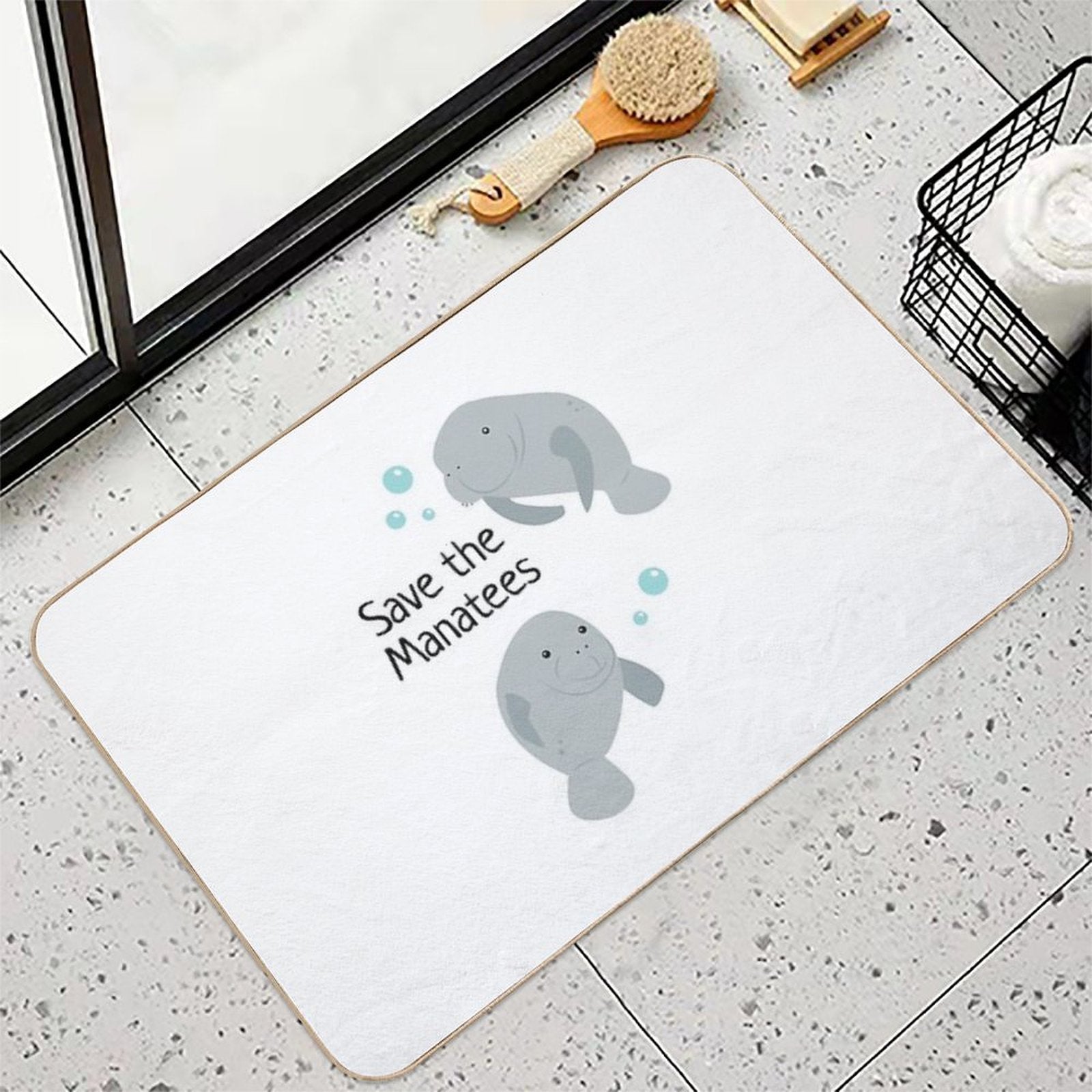 Save The Manatees  Dirt-Trapping Bath Mat