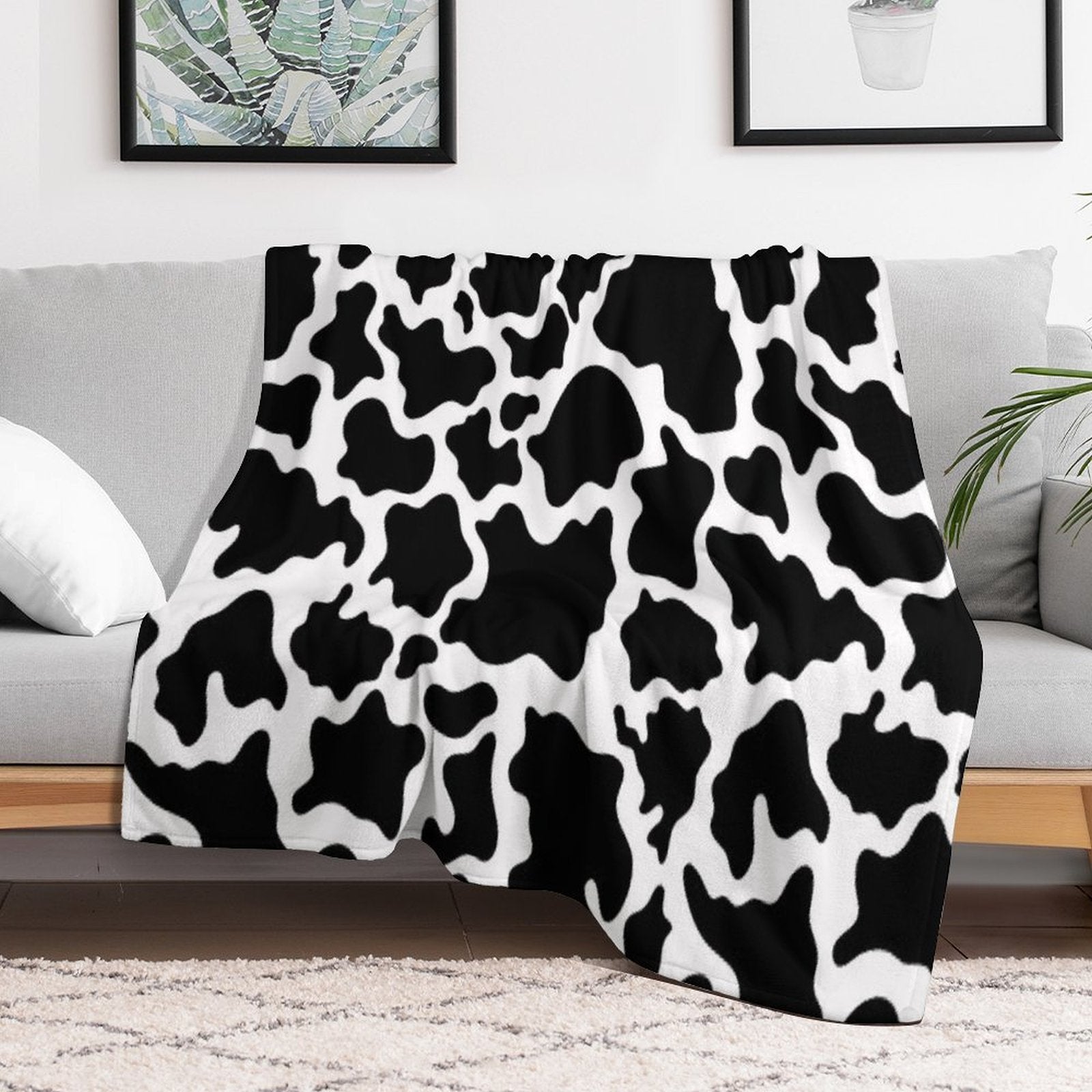 Cow Skin Pattern Easy Care Throw Blanket