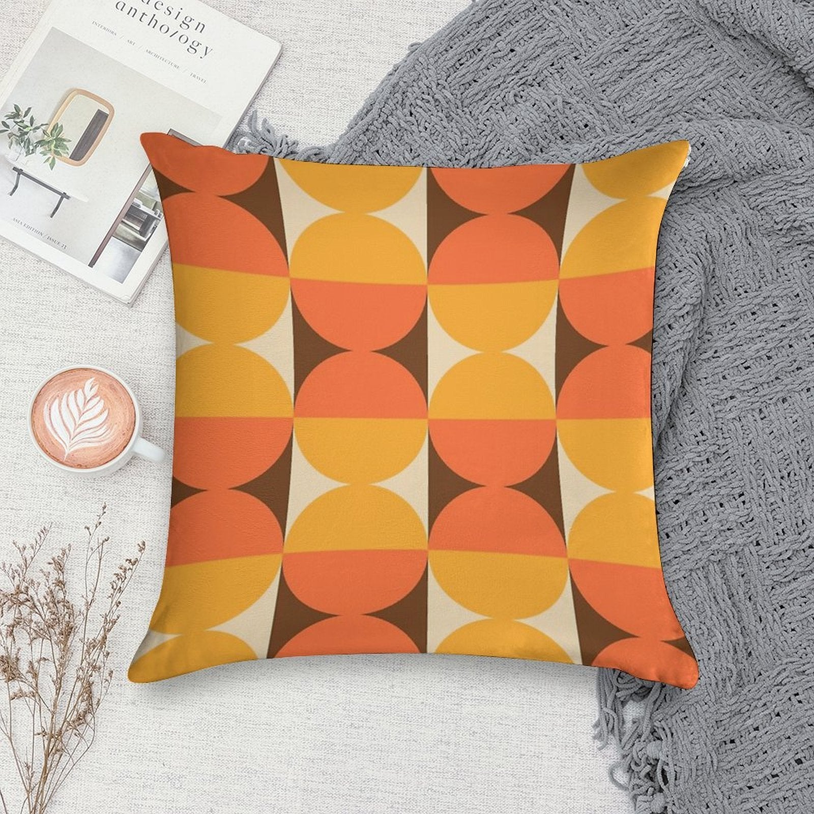 Mid Century Modern Geometric Abstract Pattern 727 Soft Bedroom Essential Throw Pillow