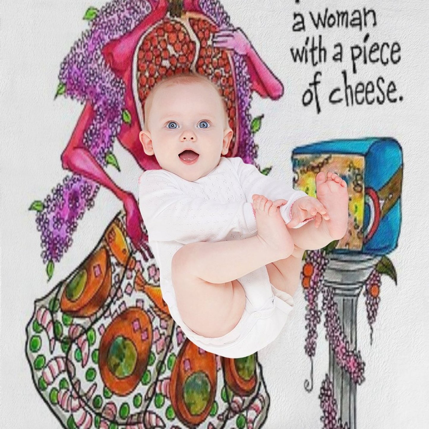 You May Fascinate A Woman by Giving Her A Piece of Cheese 1 Plush Throw Blanket