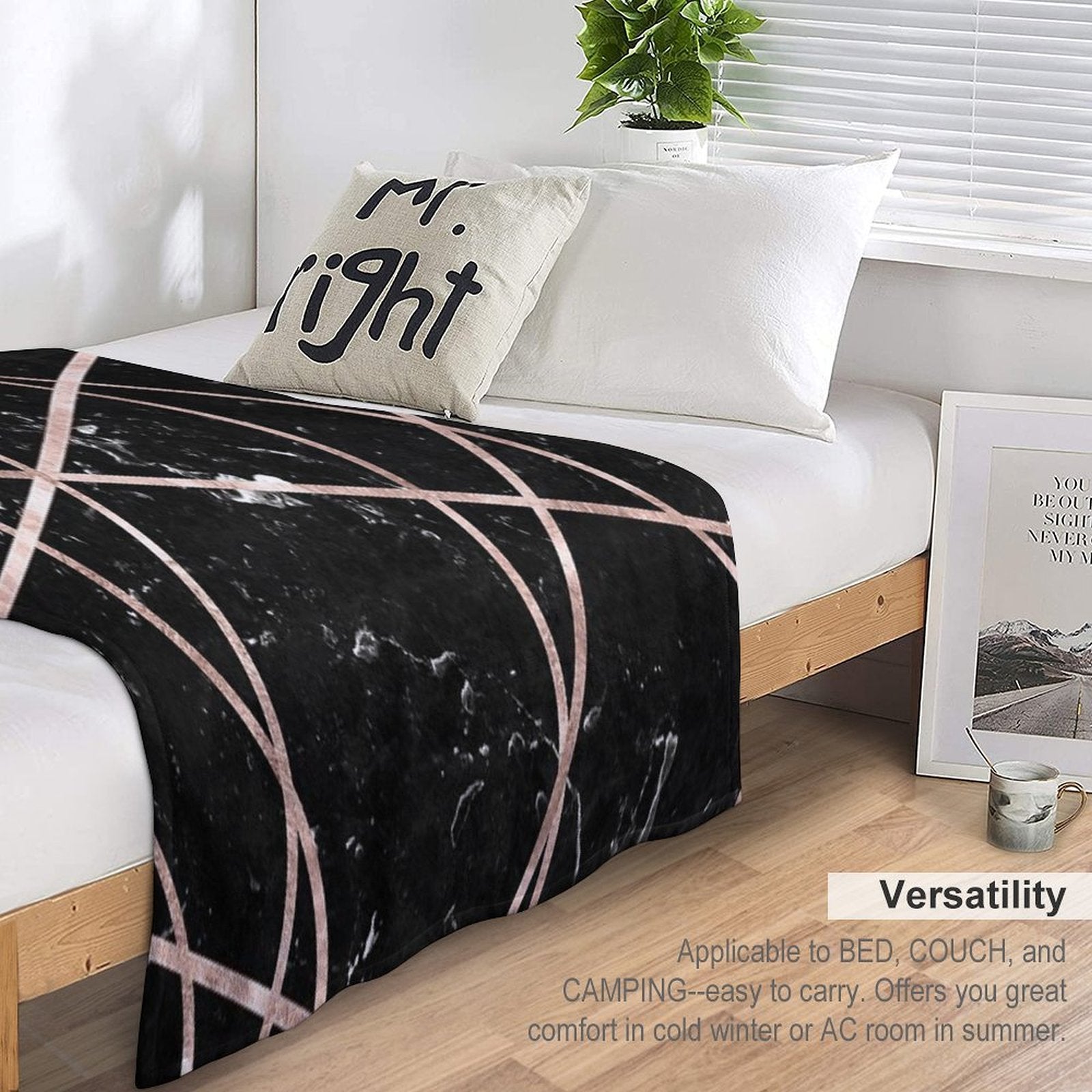 Black Marble Rose Gold Geo Glam #1 #geo #decor #art Machine-washable Throw Blanket