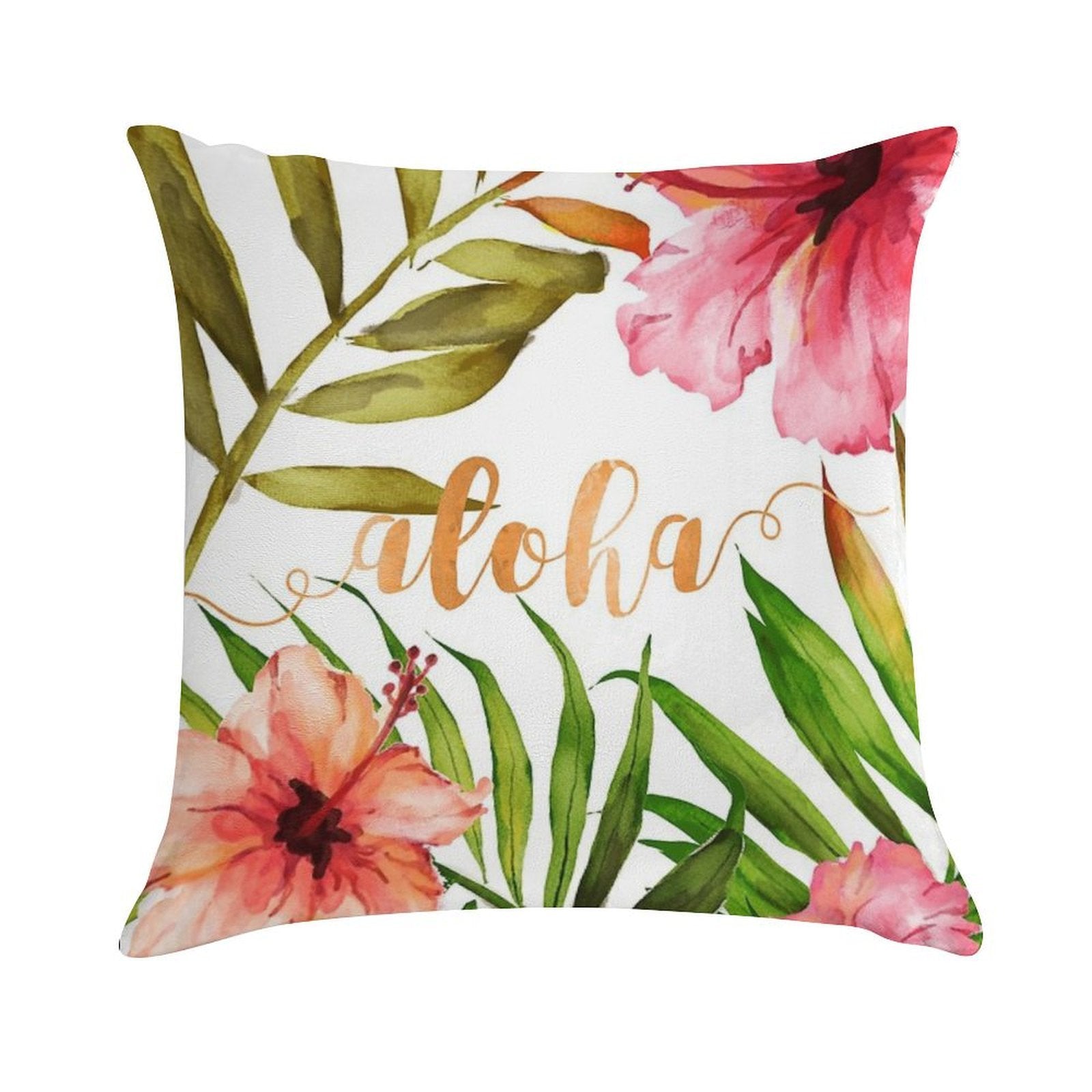 Aloha Tropical Hawaiian Floral Watercolor Soft Luxury Feel Throw Pillow
