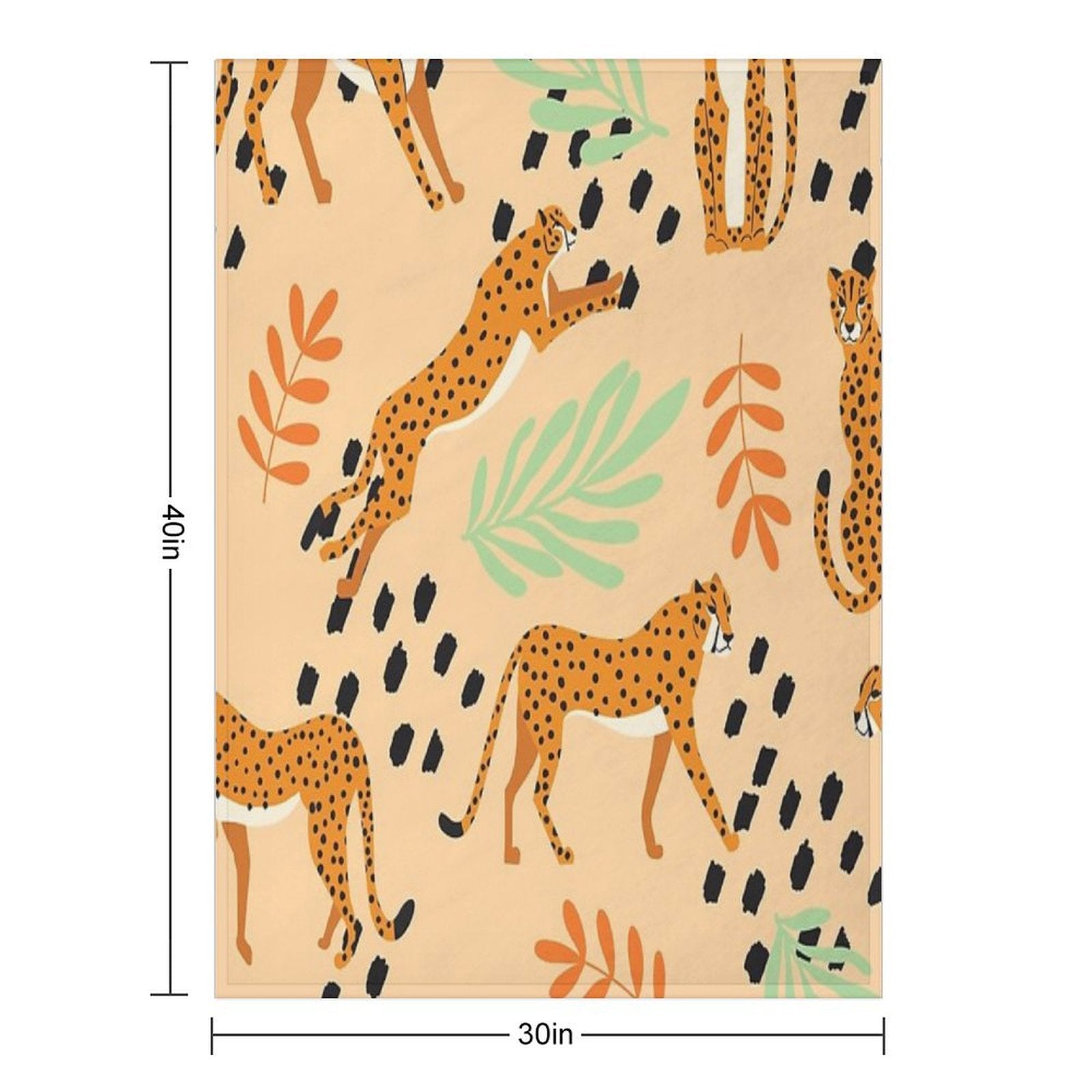 Cheetahs Pattern Beige Easy Care Throw Blanket