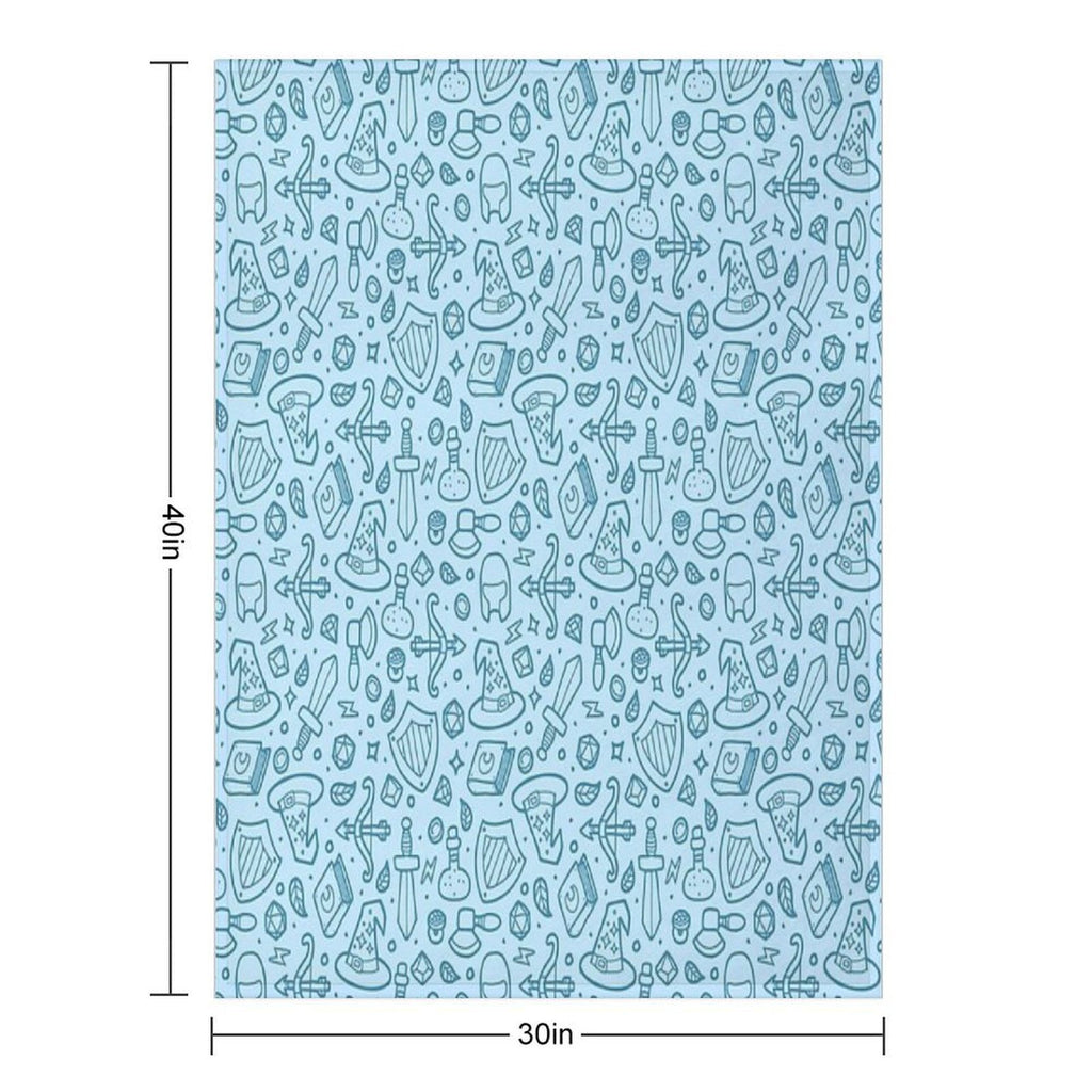 Magical Epic Loot Pattern Light Blue Durable Throw Blanket