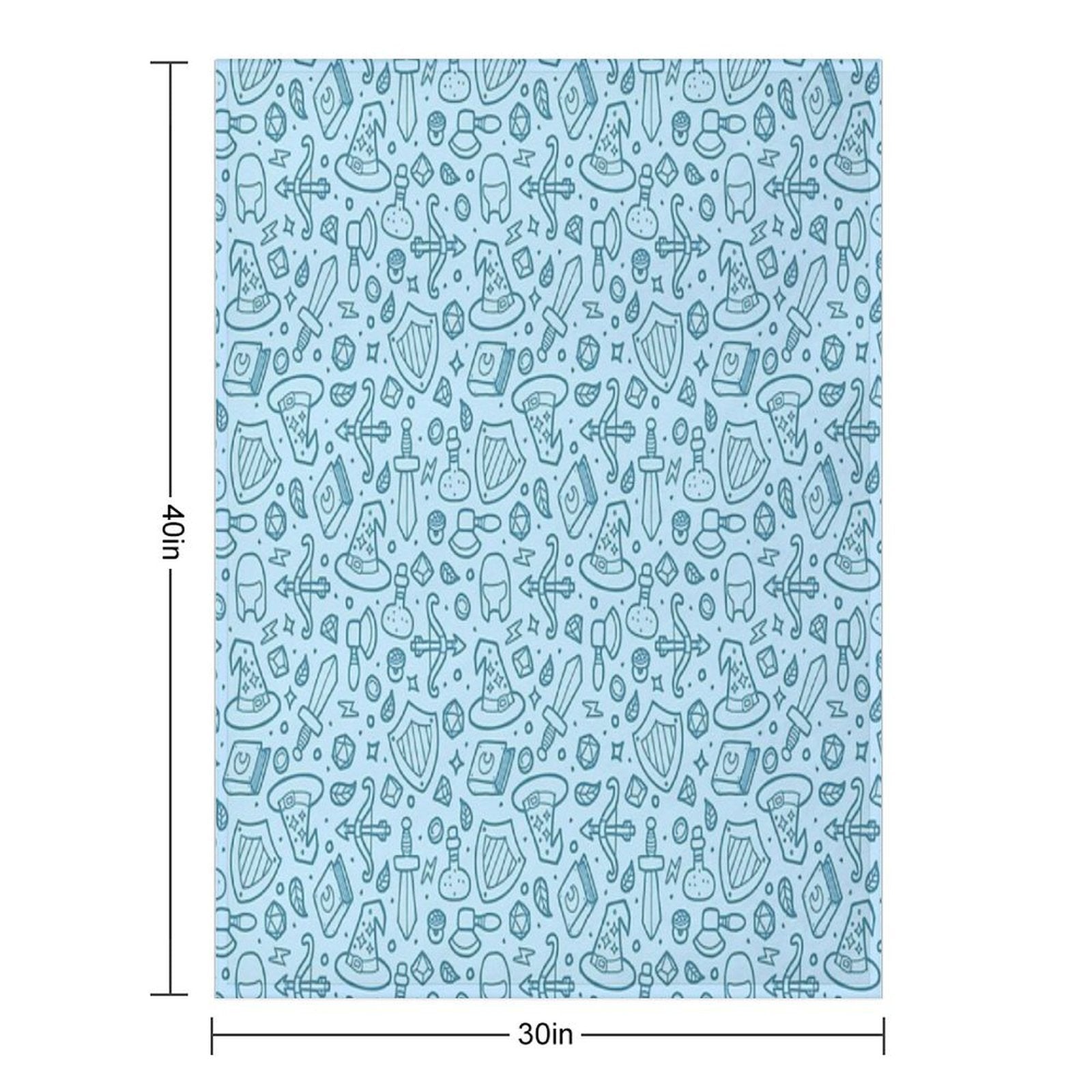 Magical Epic Loot Pattern Light Blue Durable Throw Blanket