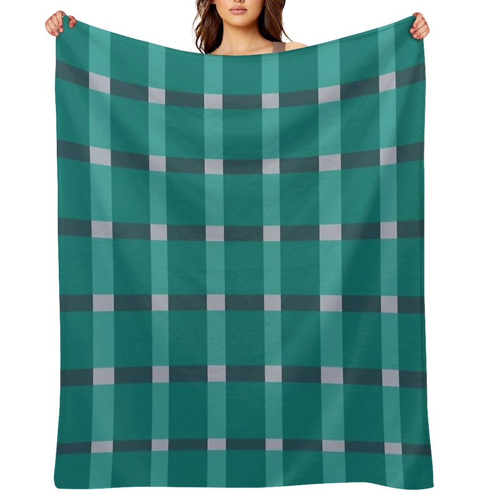 Plaid Design of Dark Green Hues Eco-conscious Throw Blanket