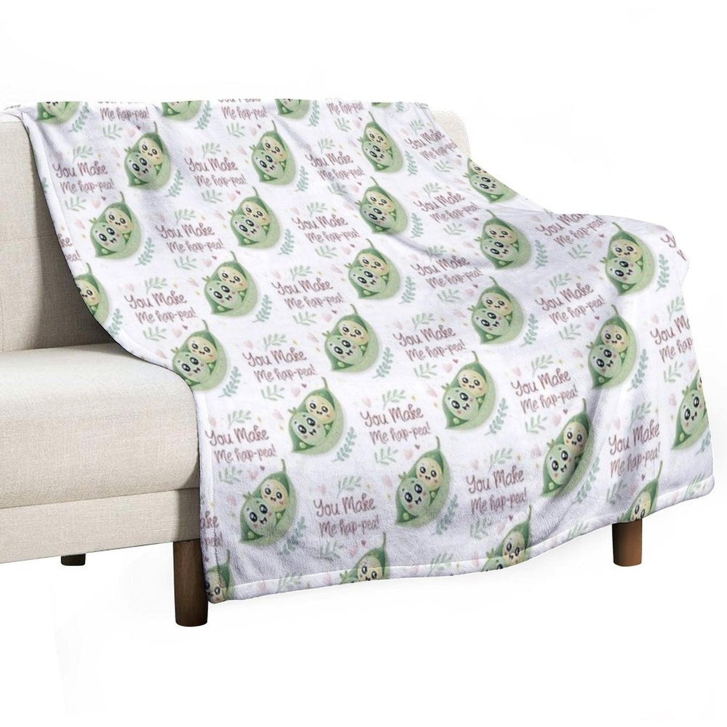You Make Me Hap-pea! Kawaii Cute Puns Compact Throw Blanket