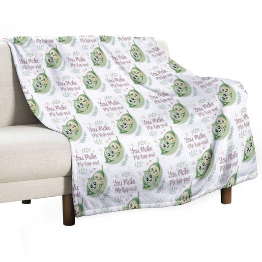 You Make Me Hap-pea! Kawaii Cute Puns Compact Throw Blanket