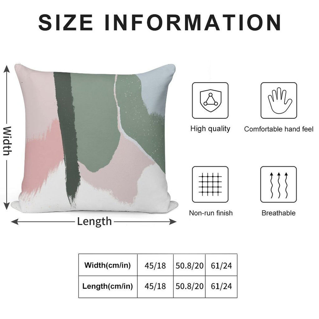 Abstract Art Paint Brush Strokes in Blush Pink & Sage Green Soft Easy Maintenance Throw Pillow