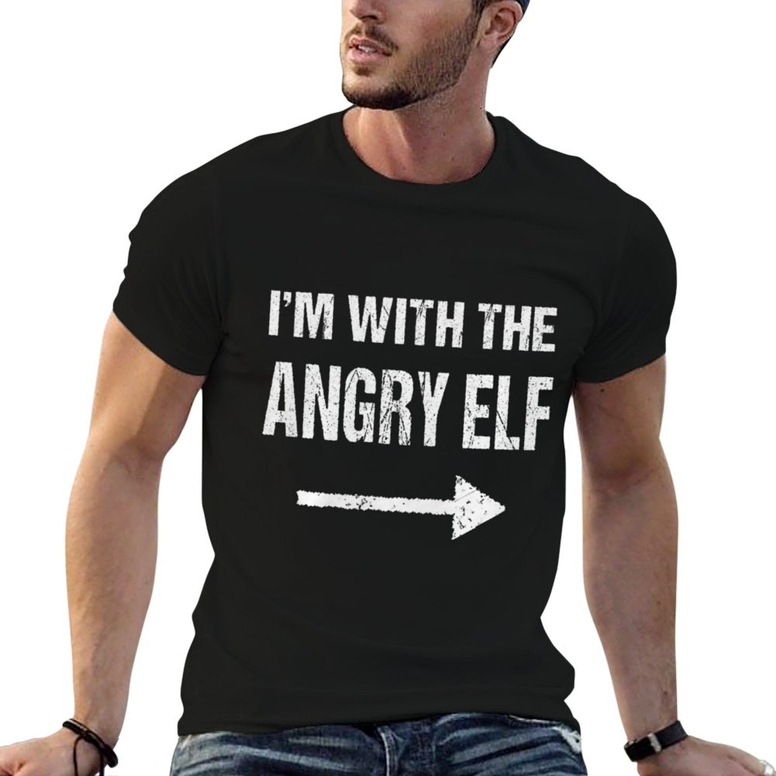 Im With The Angry Elf Christmas Costume  Wrinkle-resistant T-Shirt