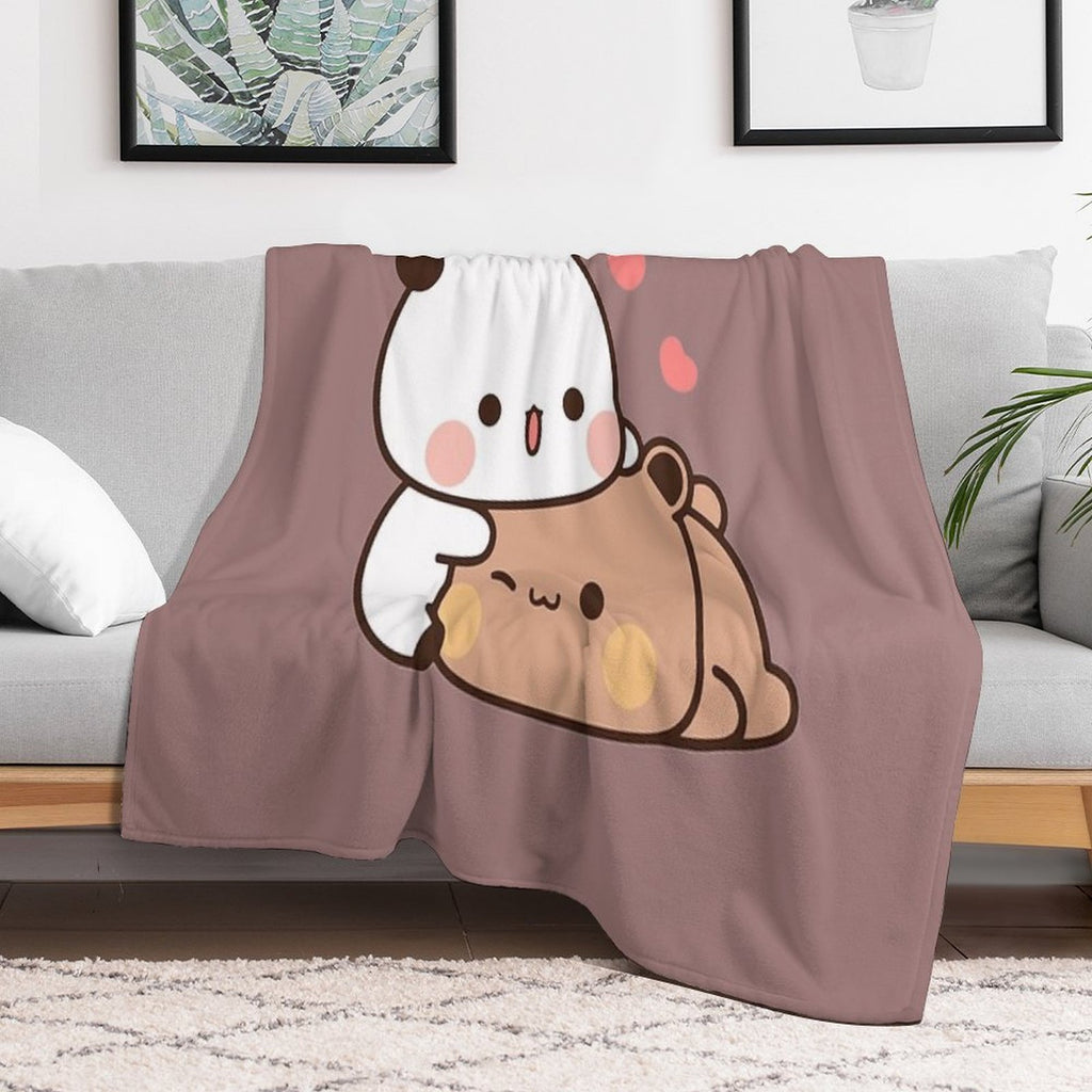DuDu Bear And BuBu Panda’s Love Relaxing Moment Shrink-resistant Throw Blanket