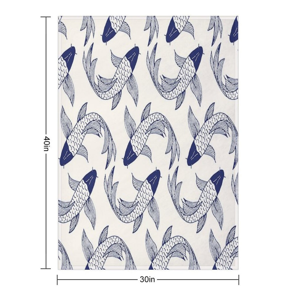 Japanese Koi Fish Pattern Compact Throw Blanket